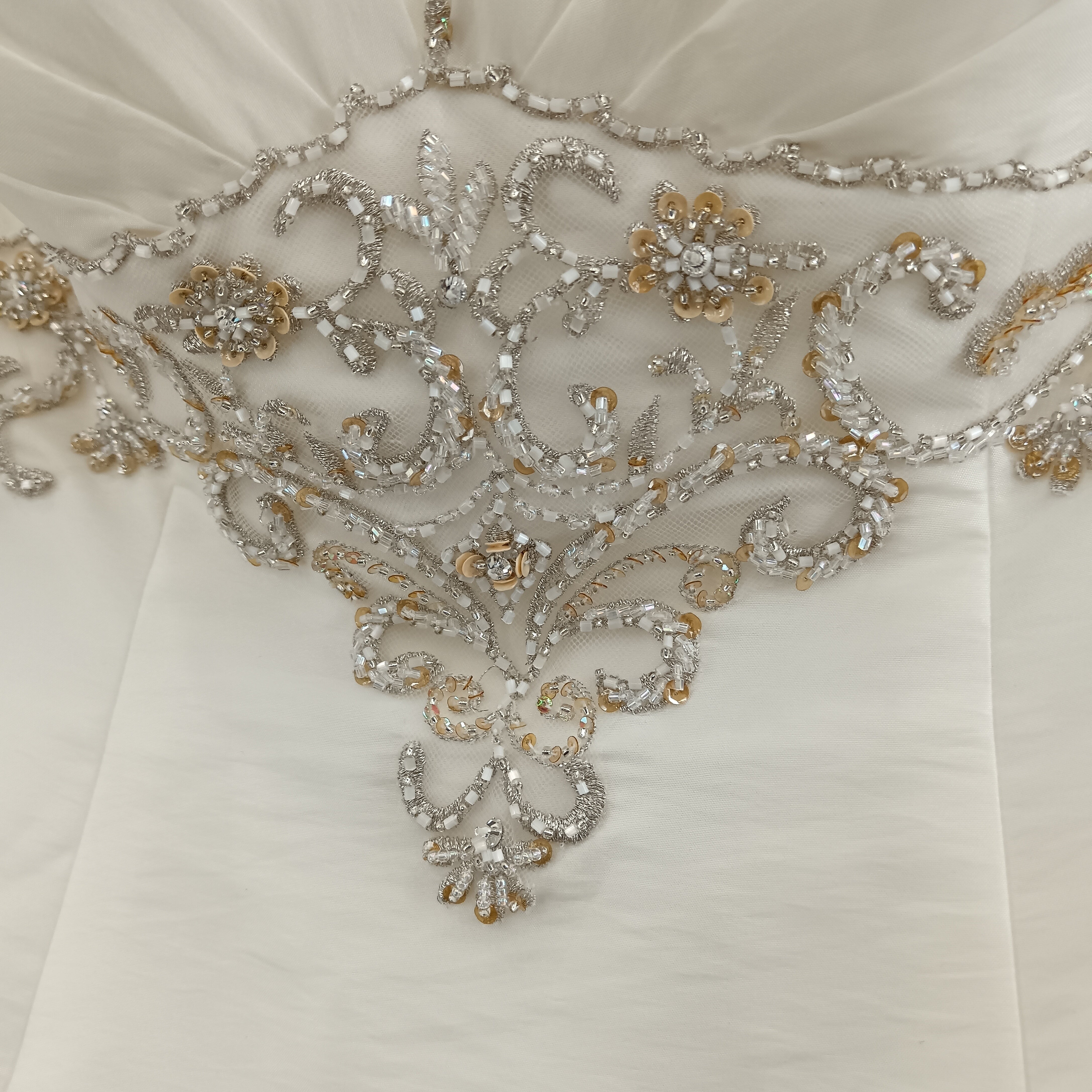 Details close up image for Ginnis Fashion Wedding Hi-Low Ivory Dress Strapless UK 12 Womenswear | Pre-loved