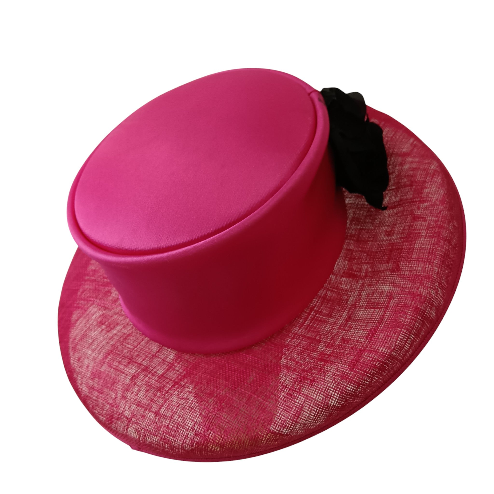 Back image for Whiteley Fuchsia With Black Rose Detail Special Occasion Wedding Hat Womenswear | Pre-loved