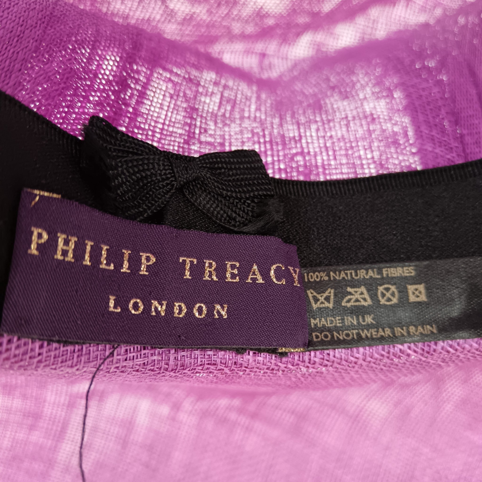 Brand and product info labels image for  Philip Treacy Lilac Purple Big Special Occasion Wedding Hat Womenswear | Pre-loved