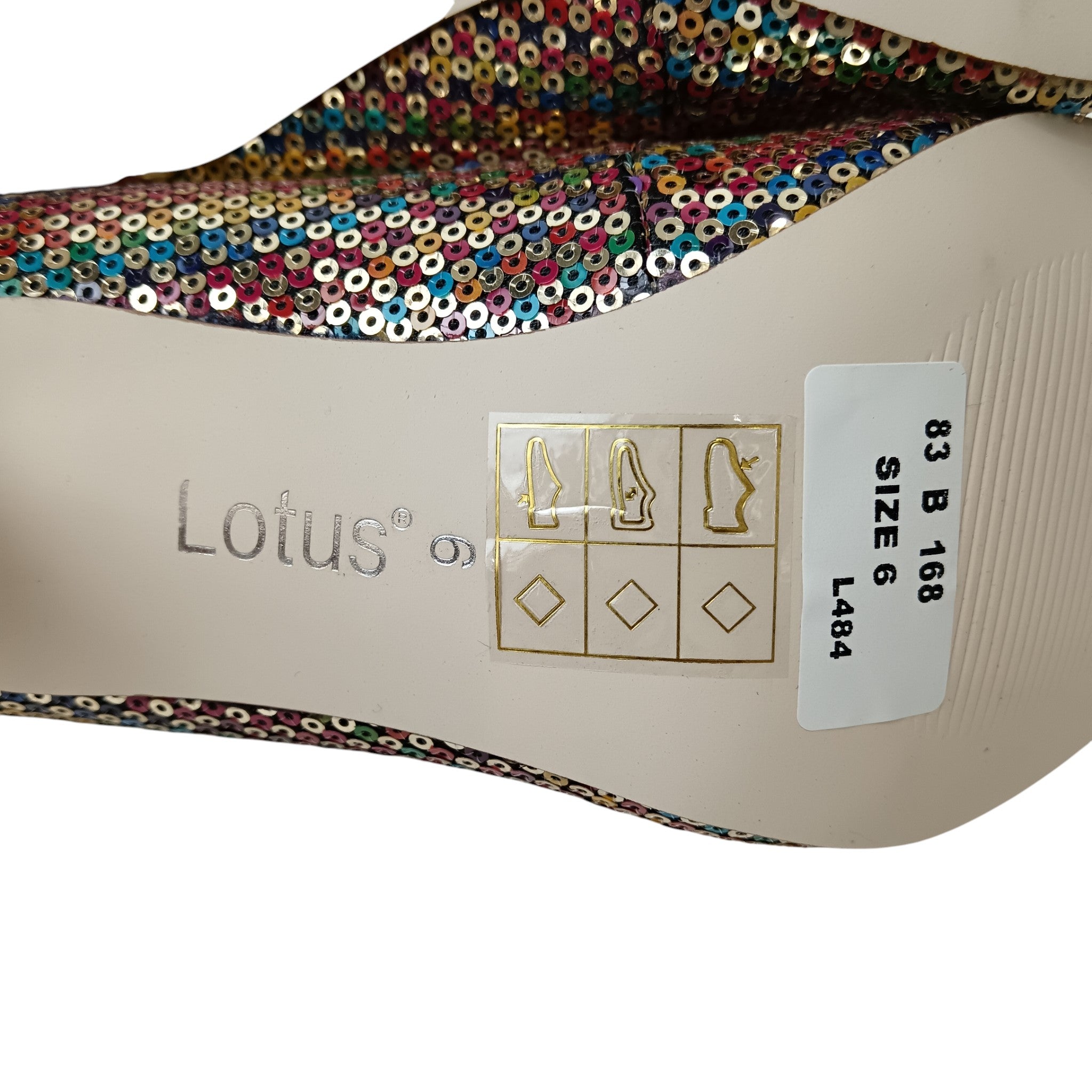 Brand and product info image for Lotus Multicoloured Sequins Heeled Shoes UK 6 -Tags On- Womenswear | Pre-loved