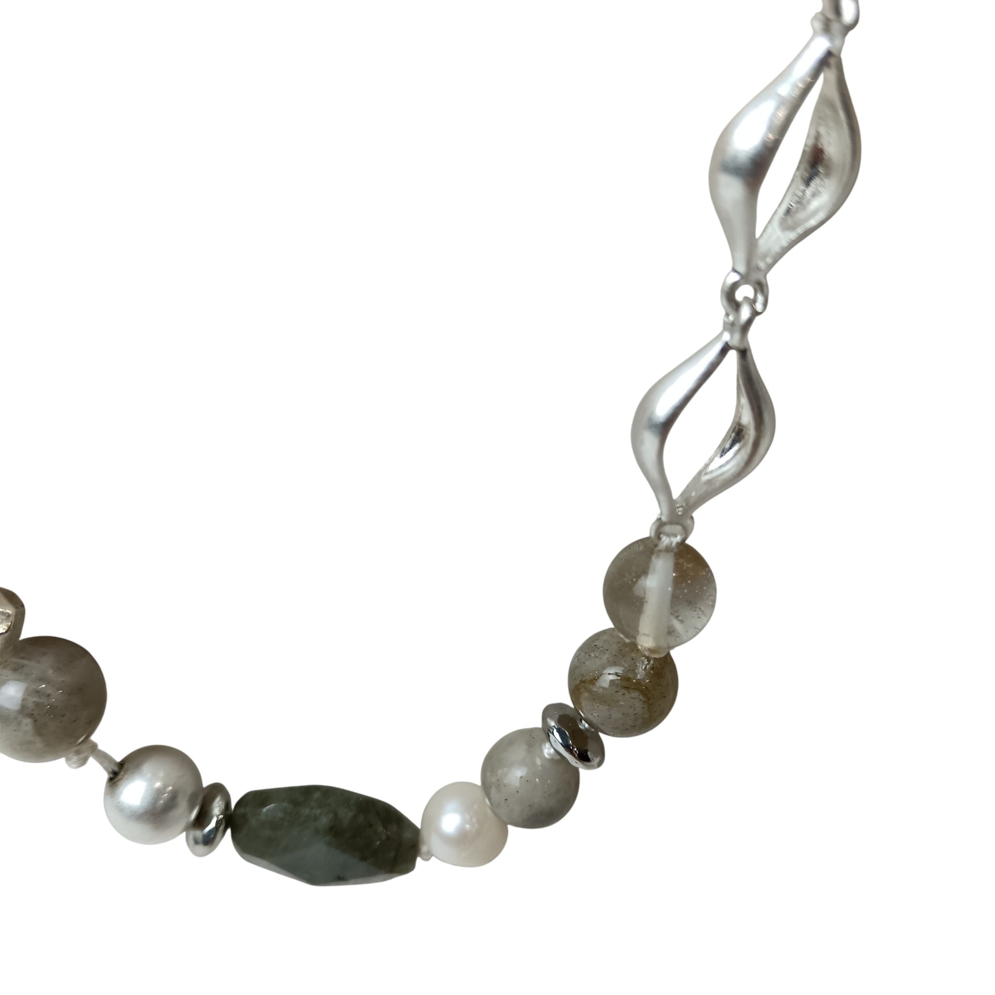 Close up image for Stella & Dot Multi Beaded Silver Metal Necklace Boxed- Not Worn - Womenswear | Preloved