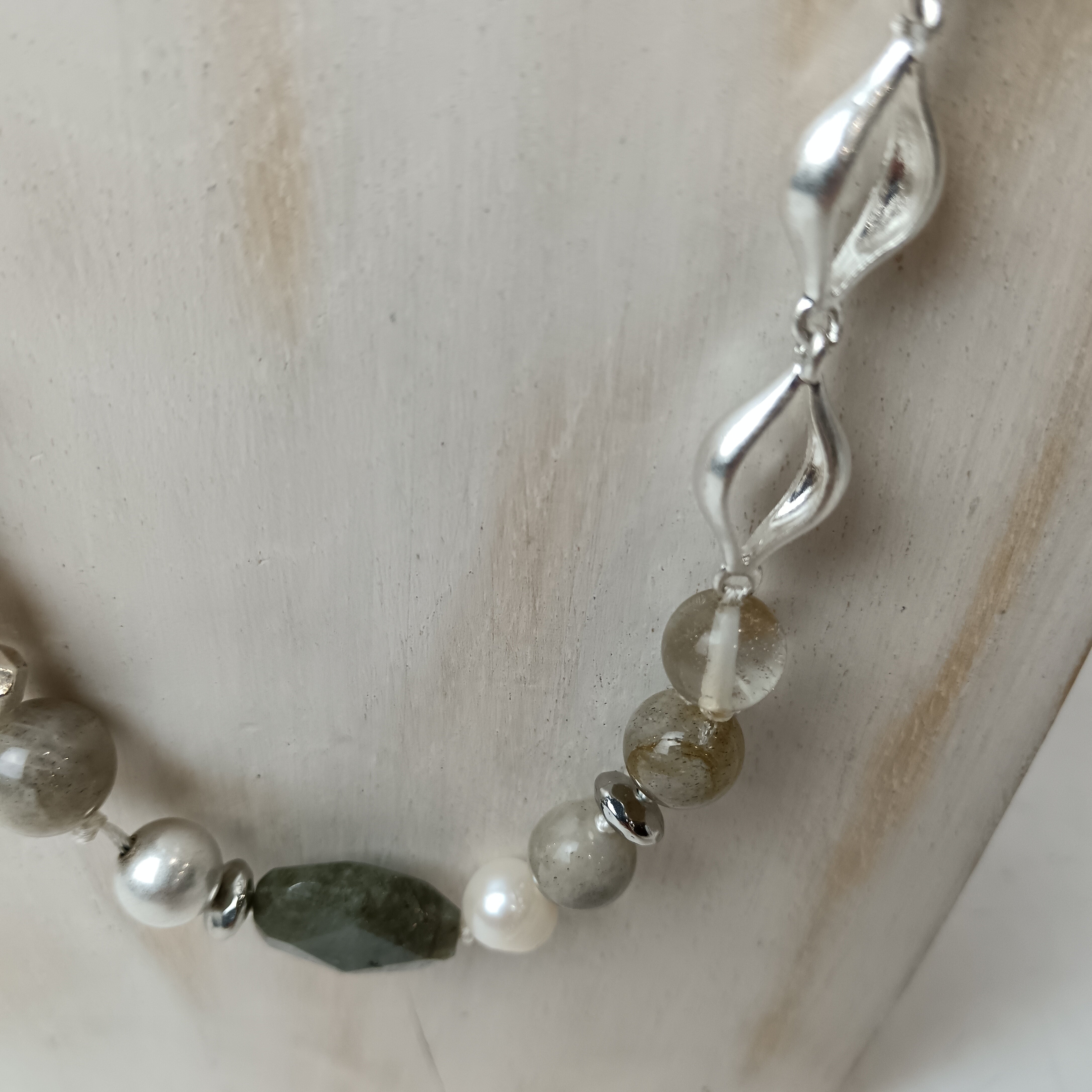 Close up image for Stella & Dot Multi Beaded Silver Metal Necklace Boxed- Not Worn - Womenswear | Preloved