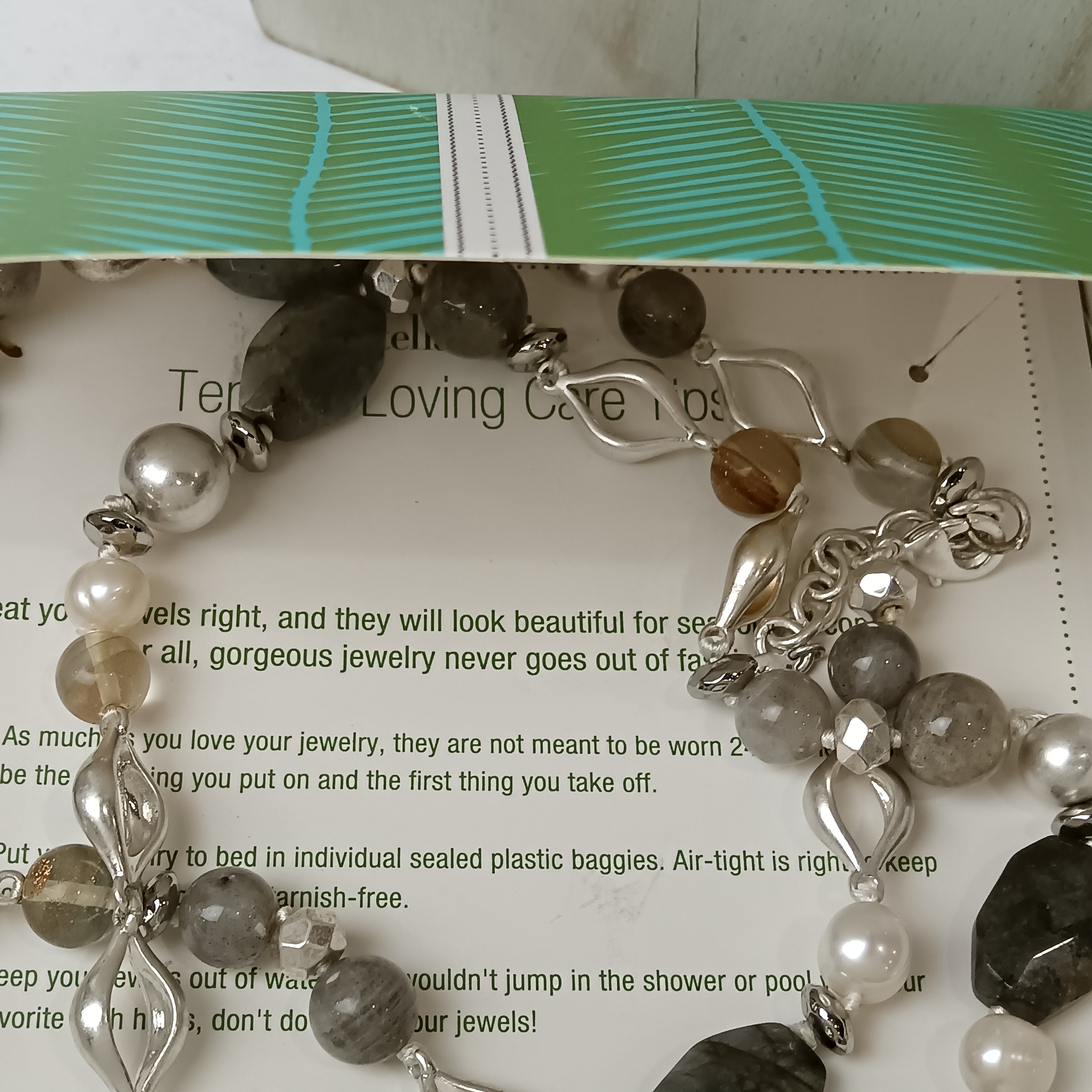 Image for Stella & Dot Multi Beaded Silver Metal Necklace Boxed- Not Worn - Womenswear | Preloved