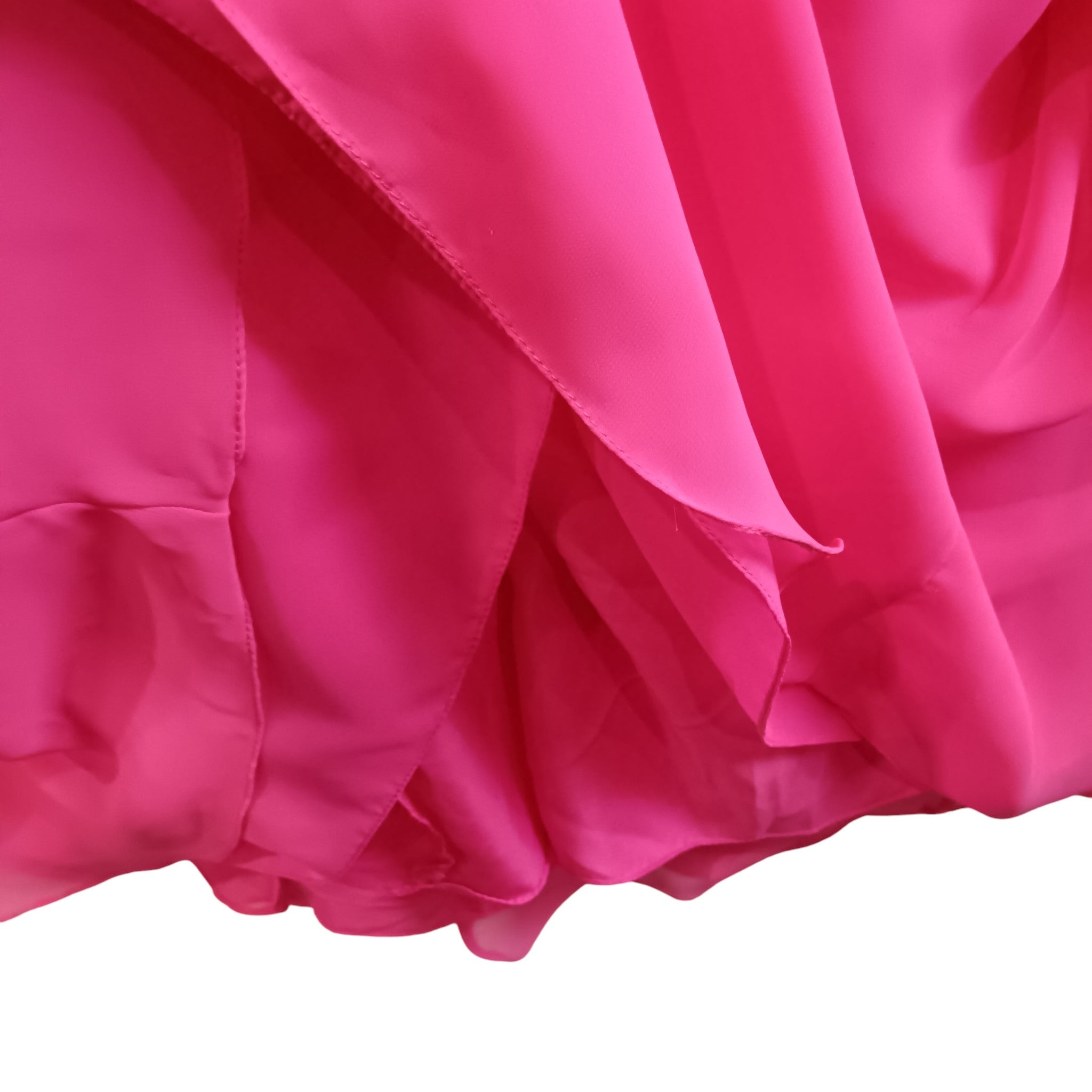 Close up image for Amanda Wyatt Vivid Pink Green Satin Trim Full Length Women's Dress UK 8 - Tags On - Womenswear | Pre-loved