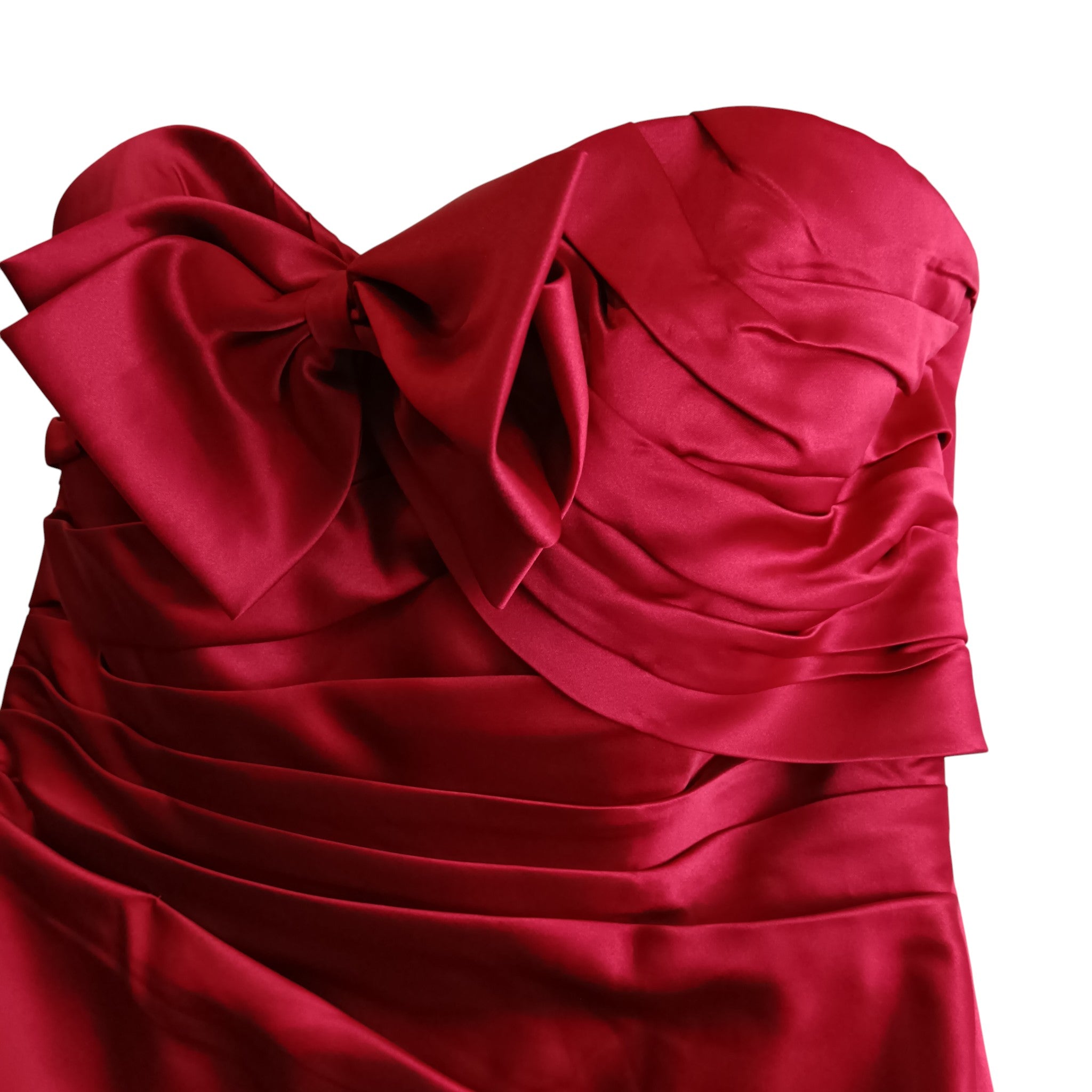 Top front close up image for Drama Queen by Amanda Wyatt Red Satin Full Length Evening Dress UK 14- Tags On - Womenswear | Pre-loved