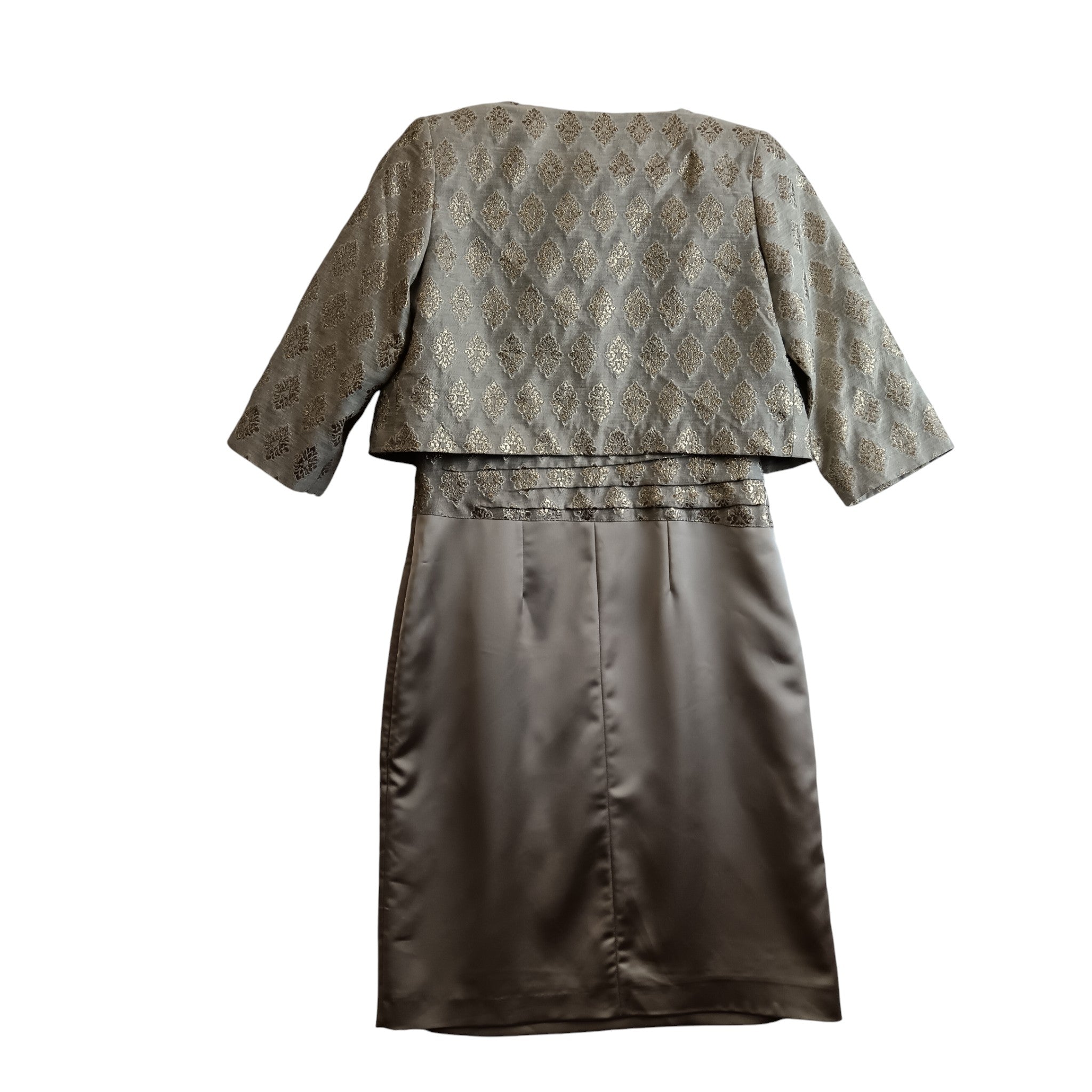 Back image for Fee G Stonehasen Grey Satin With Gold Pattern Mother Of Bride Outfit UK 10- Womenswear | Pre-loved