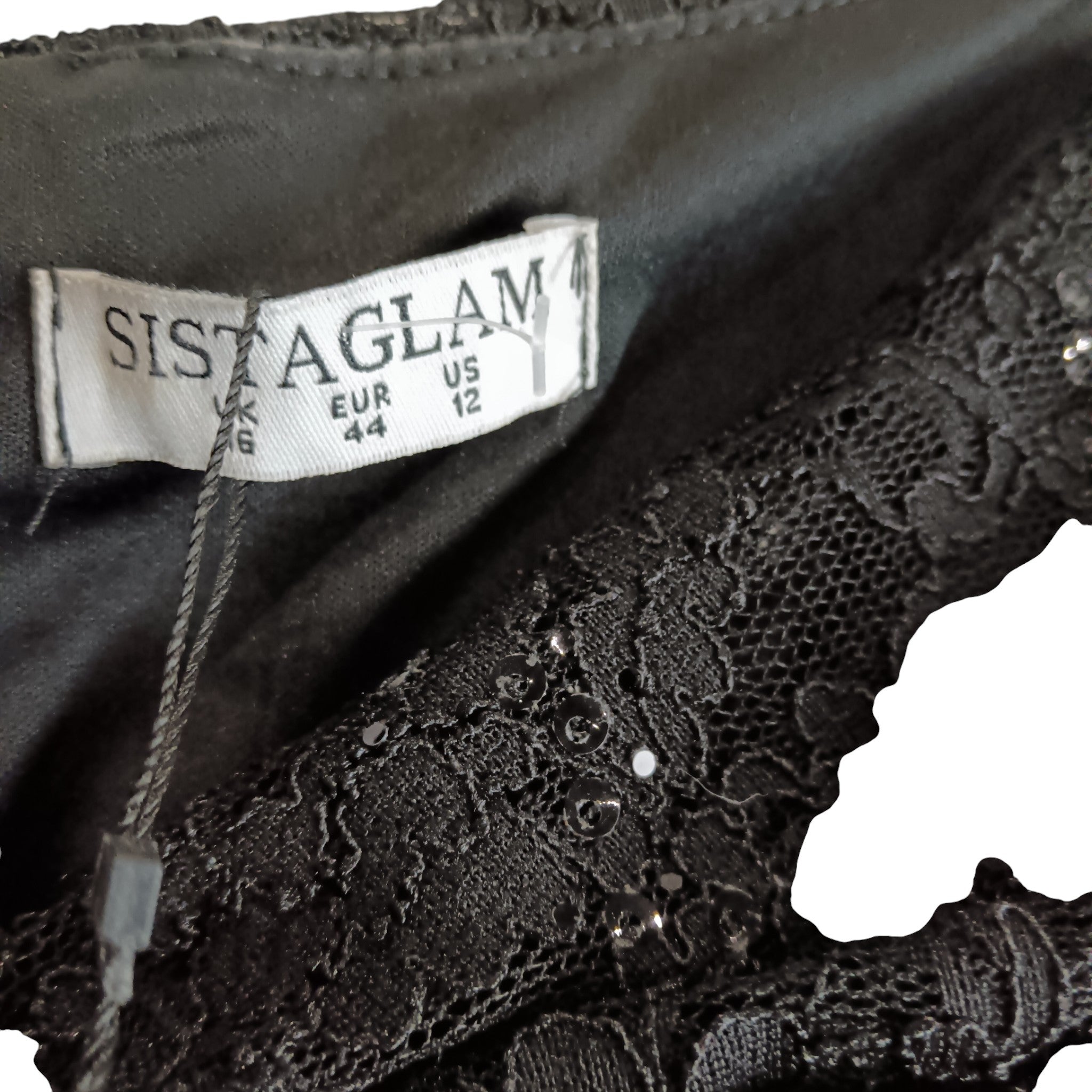 Brand label image for Sistaglam Full Length  Black Lace Women's Dress UK 16 -Tags On - Womenswear | Pre-loved
