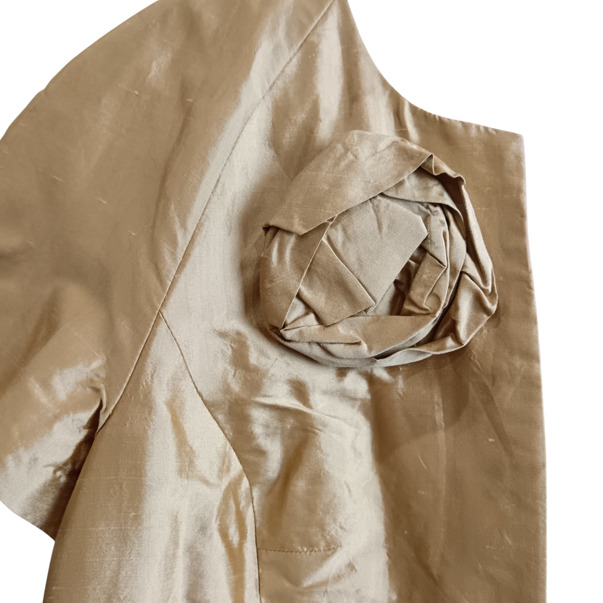 Bolero close up image for Kay Unger New York Pure Silk Brown Striped Dress With Bolero Mother of Bride Outfit UK 10-12 - Womenswear | Pre-loved