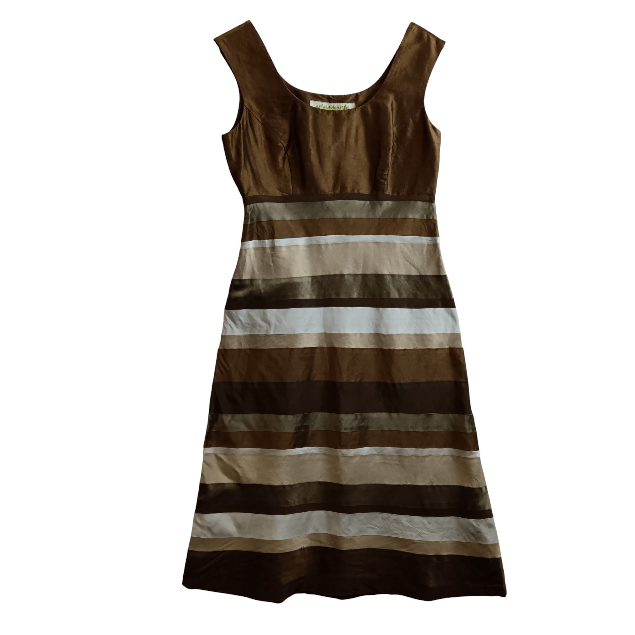 Dress image for Kay Unger New York Pure Silk Brown Striped Dress With Bolero Mother of Bride Outfit UK 10-12 - Womenswear | Pre-loved