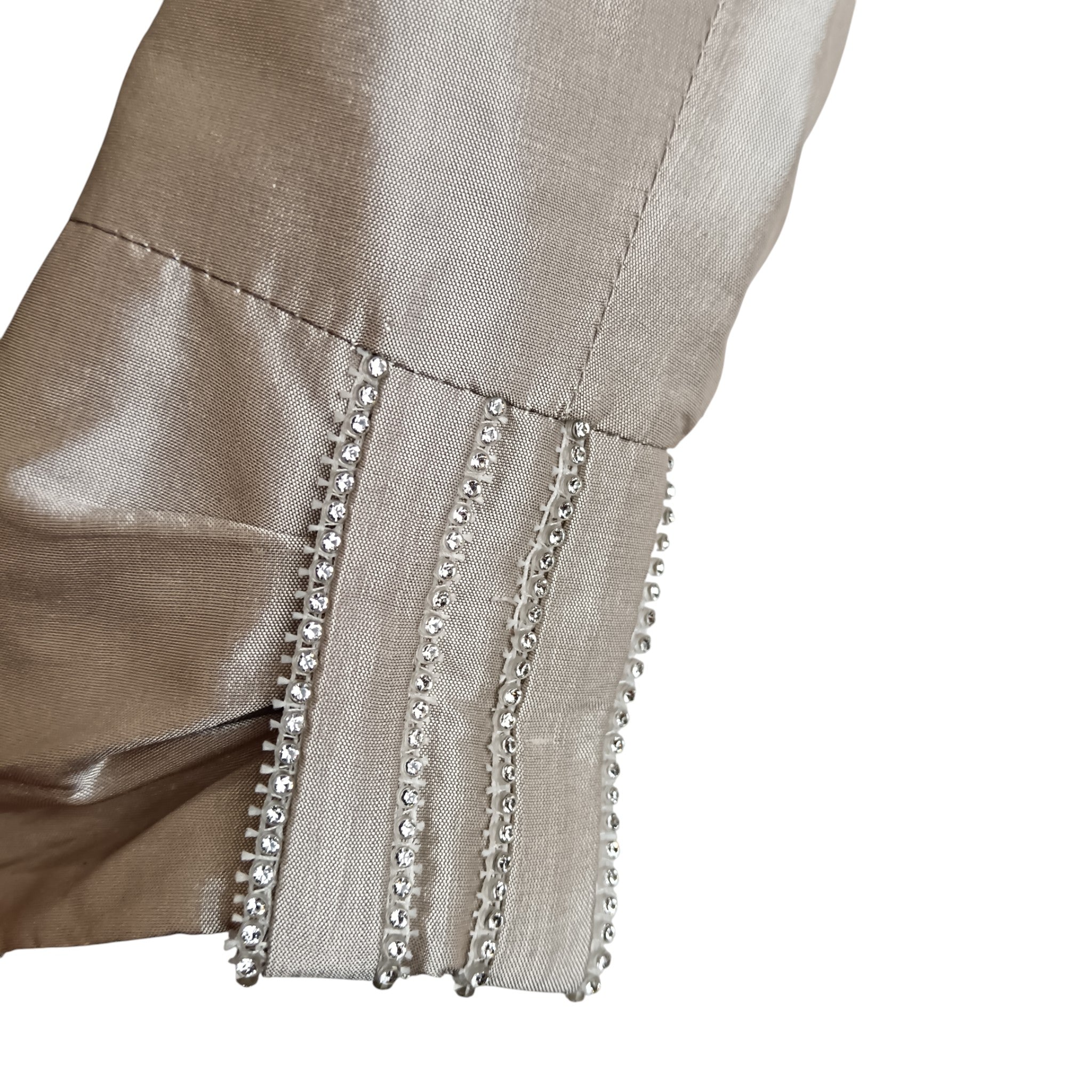 Sleeve details close up image for BNWT Presen Midi Dress With Bolero Champagne Colour Mother Of Bride Outfit UK 14 -Womenswear | Pre-loved