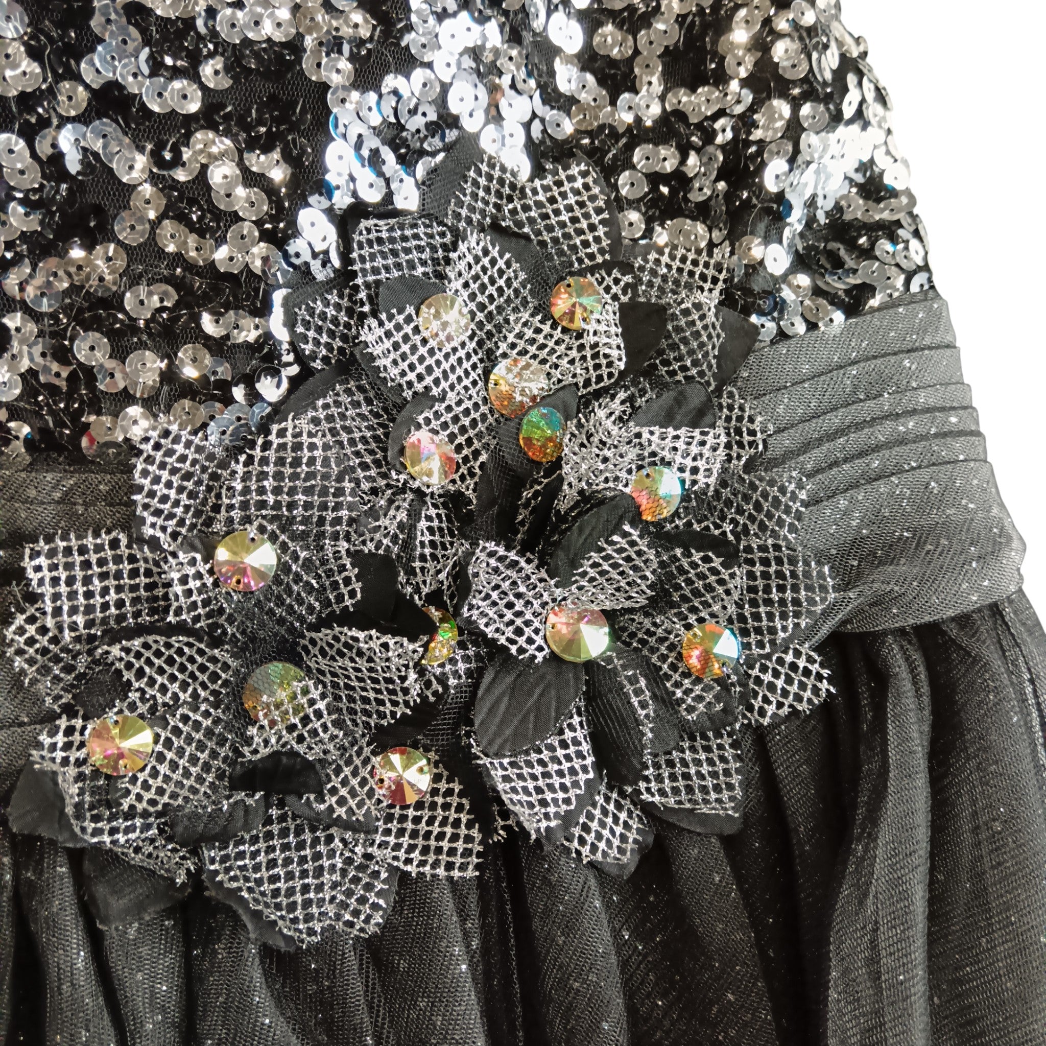 Close up image for Studio 17 Hi-Low Tulle Glitter Black Sequined Top Dress UK 12- Tags On - Womenswear | Pre-loved