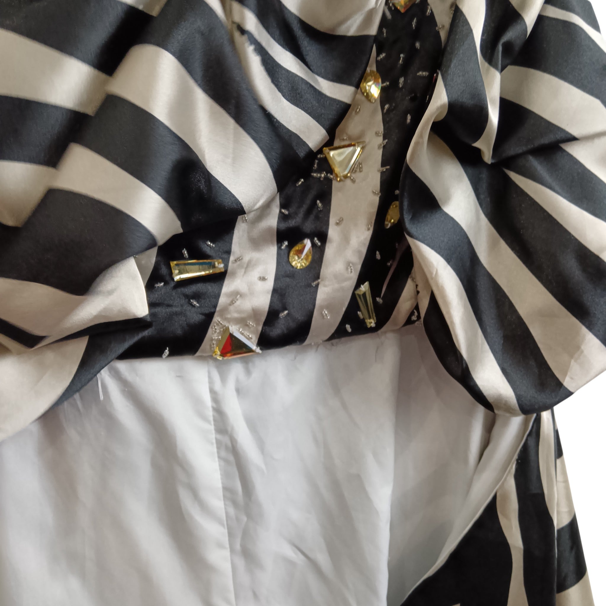 Close up image for Black And Beige Hi-Low Satin Dress By Light In The Box UK 12 Womenswear | Pre-loved