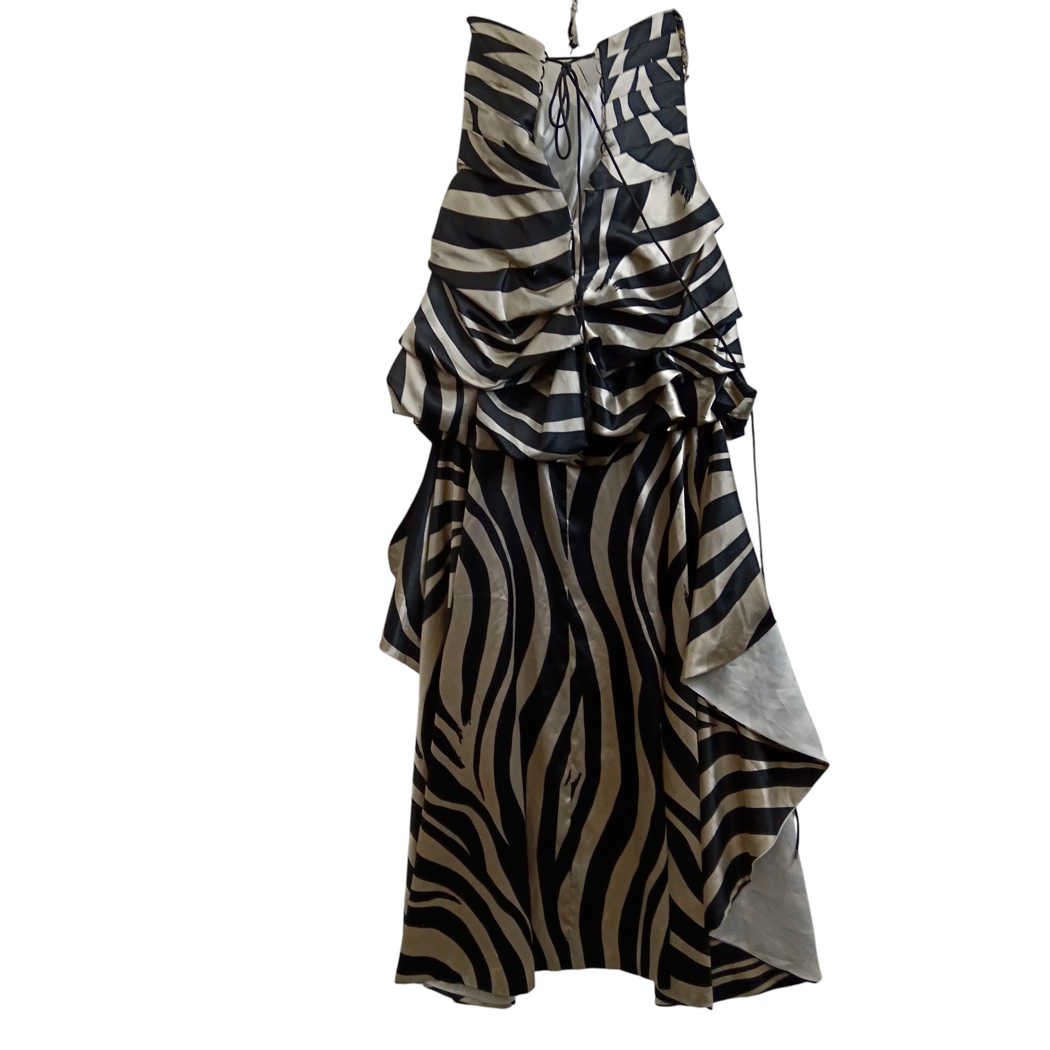 Back image for Black And Beige Hi-Low Satin Dress By Light In The Box UK 12 Womenswear | Pre-loved