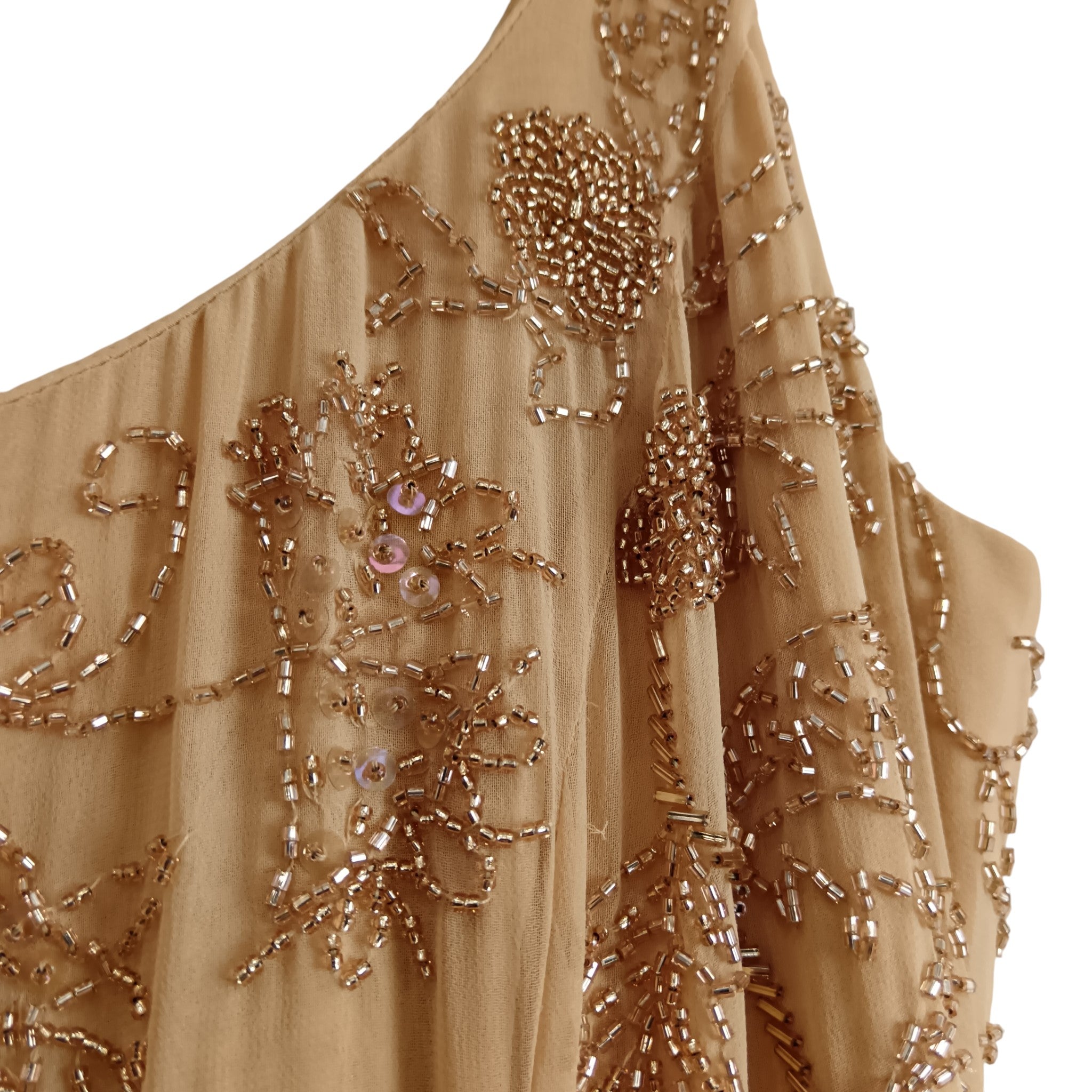 Close up image for John Charles Embroidered Gold Beige Long Dress UK 12 -Tags On - Womenswear | Pre-loved