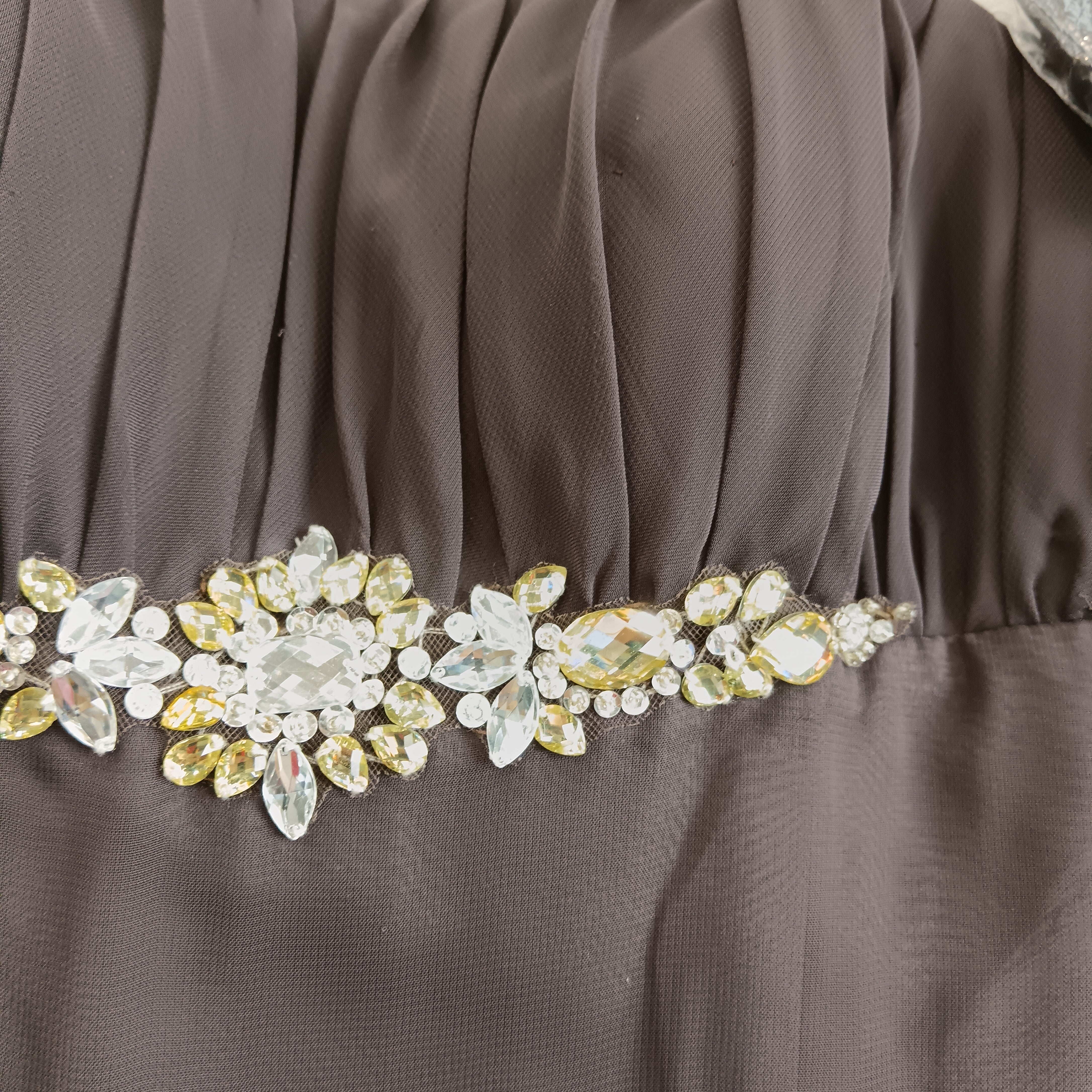 Close up image for Ronald Joyce Full Length Evening Dress With Train Dark Brown UK 12 Womenswear | Pre-loved&nbsp;