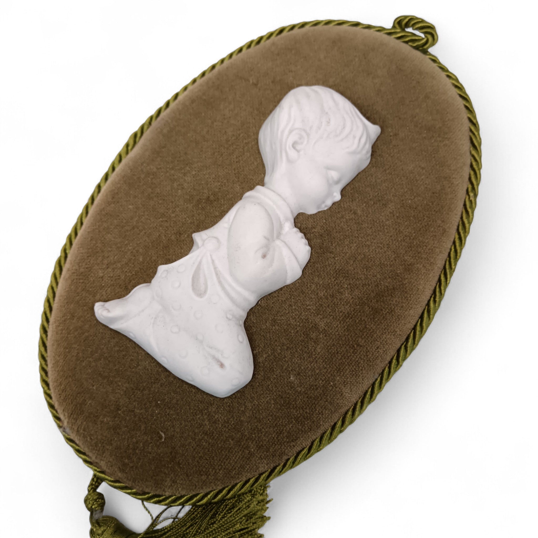 Capodimonte Porcelain Boy & Girl Praying Hanging Plaques | Preloved