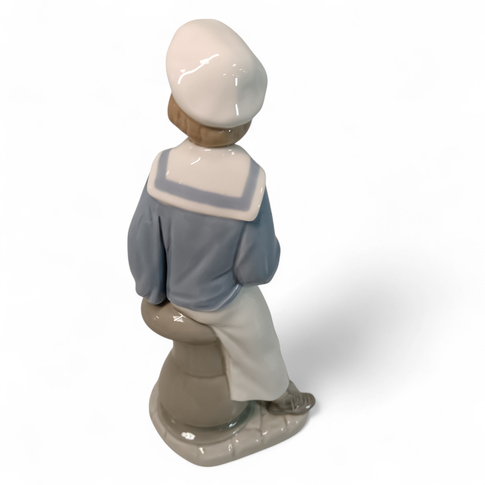 Lladro Porcelain Young Sailor Figurine Boy w/ Sailboat 24cm | Preloved