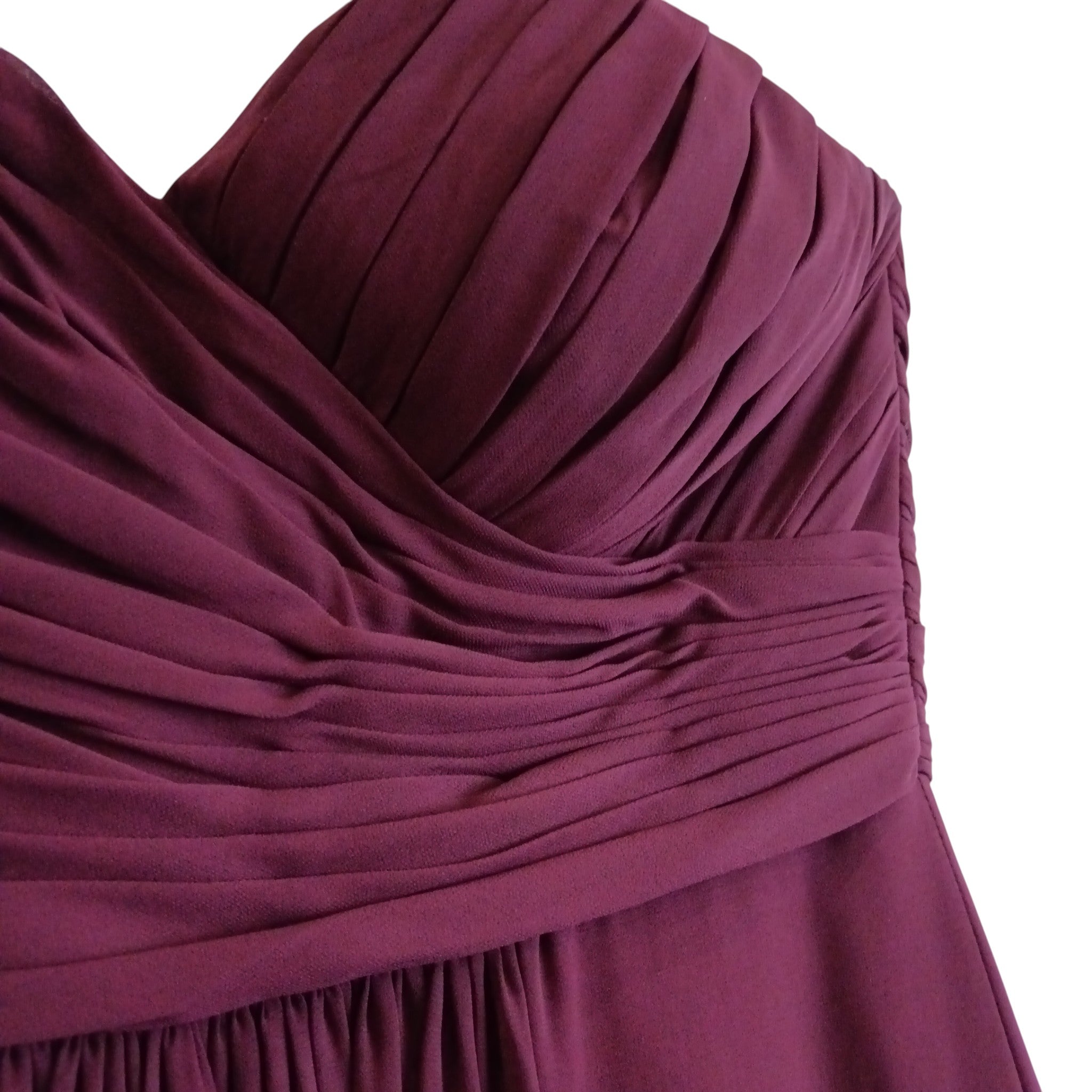 Close up image for D'ZAGLE Burgundy Bridesmaid Full Length Strapless Dress UK 10 -Womenswear | Pre-loved