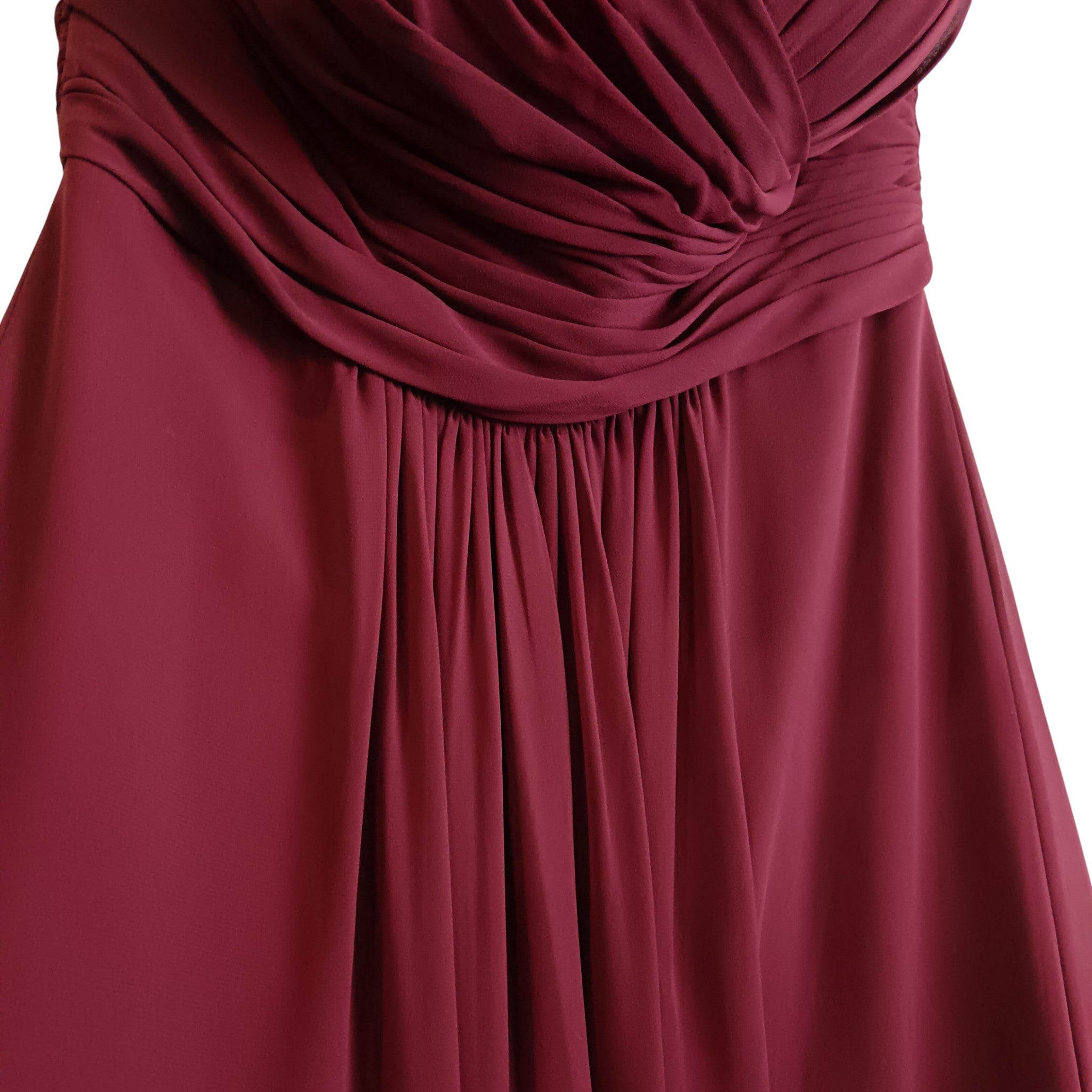 Front close up image for D'ZAGLE Burgundy Bridesmaid Full Length Strapless Dress UK 10 -Womenswear | Pre-loved