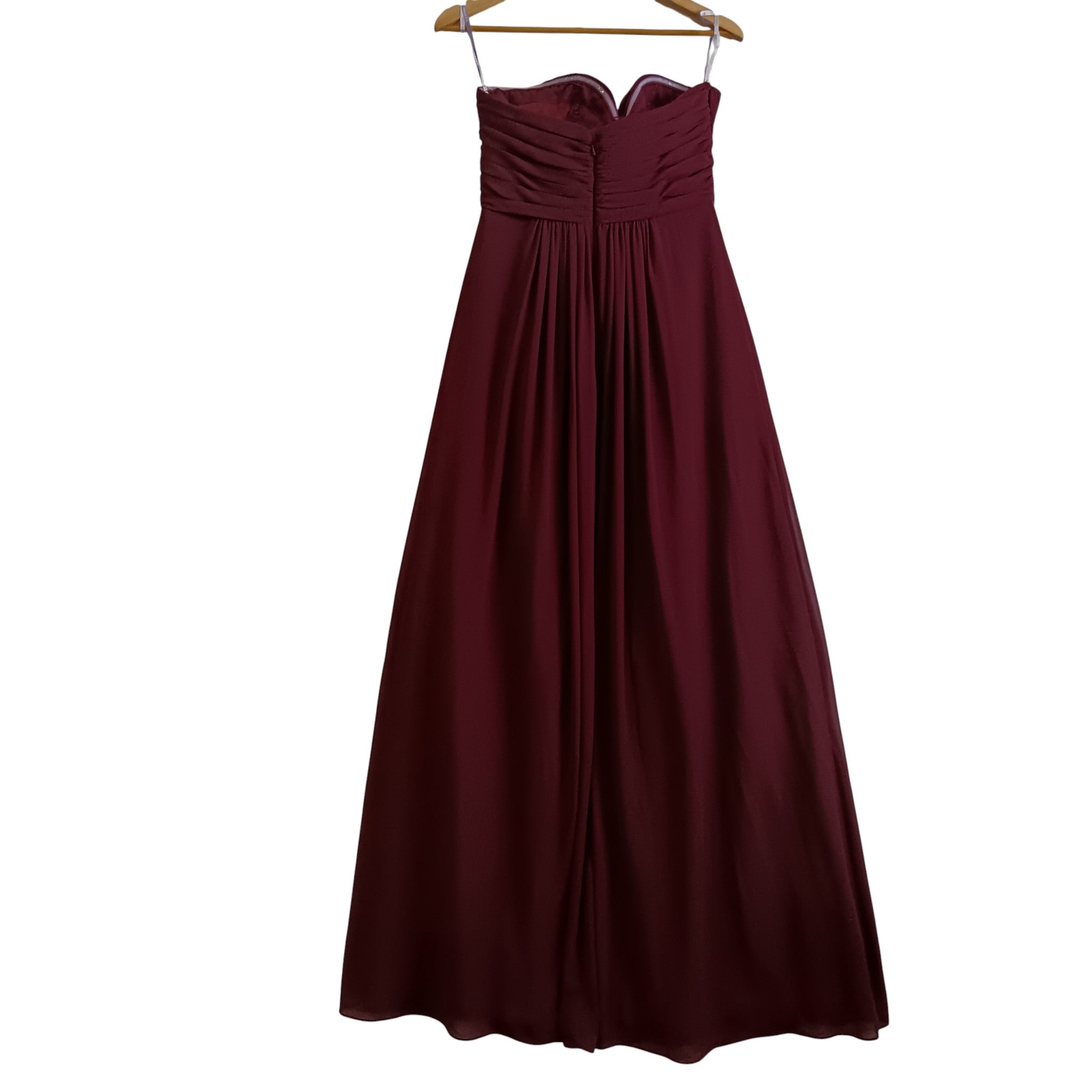 Back image for D'ZAGLE Burgundy Bridesmaid Full Length Strapless Dress UK 10 -Womenswear | Pre-loved