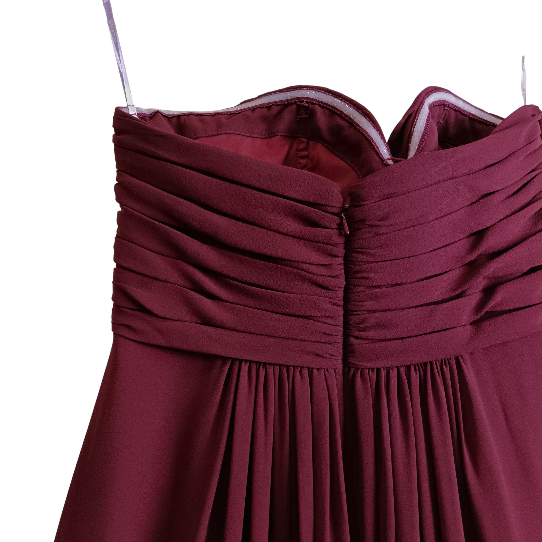 Back image for D'ZAGLE Burgundy Bridesmaid Full Length Strapless Dress UK 10 -Womenswear | Pre-loved