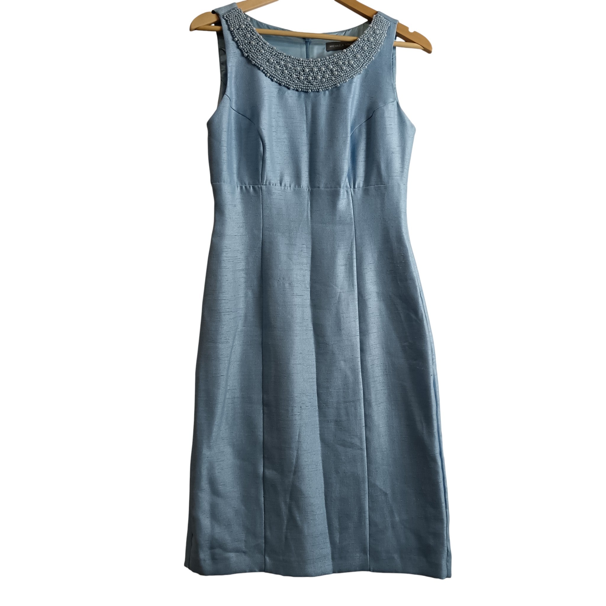 Dress front image for Pale Blue With Pearl Neckline Dress & Jacket BY Michaela Louisa  UK 10 Womenswear | Pre-loved