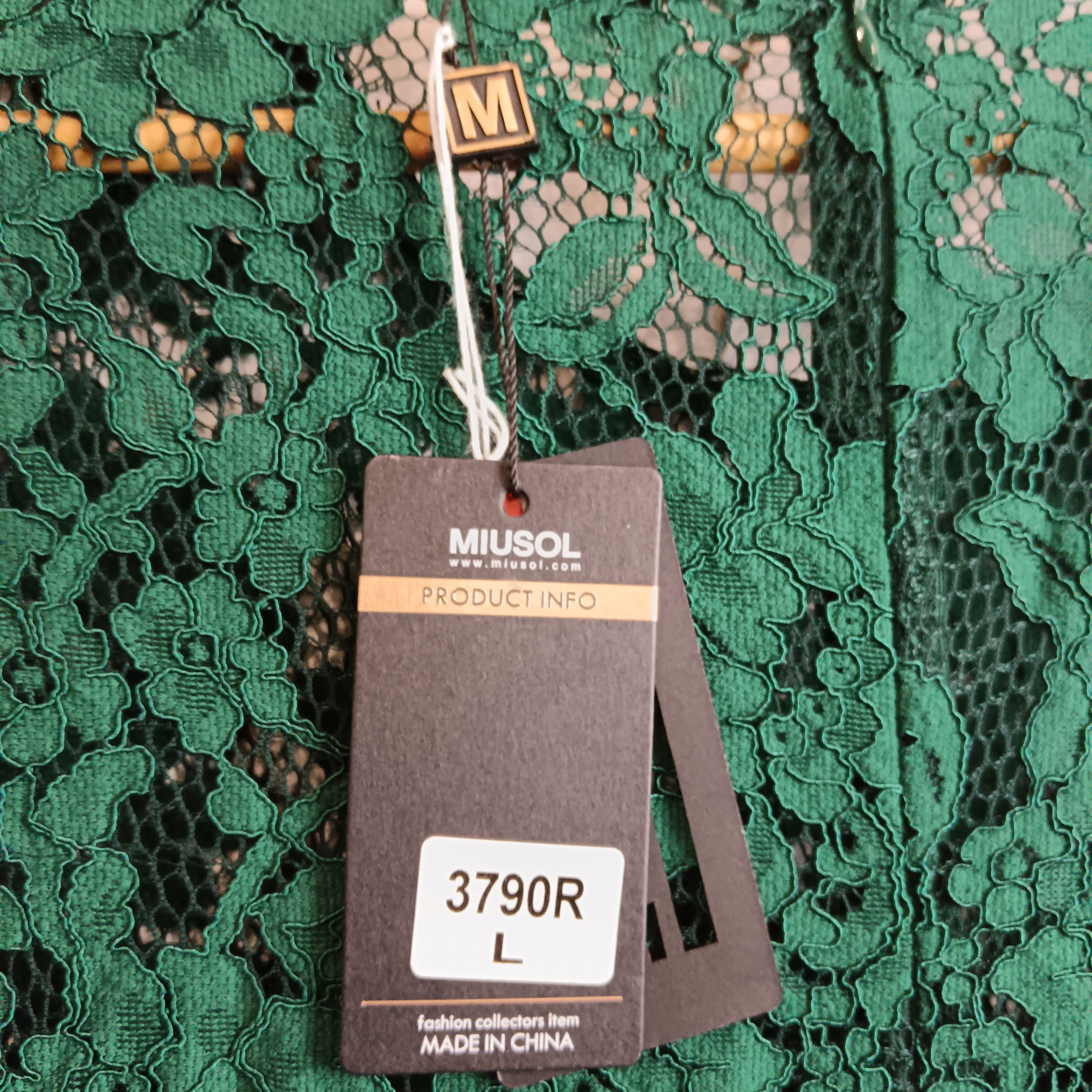 Tags image for Miusol Bottle Green Lace Top Bridesmaid Full Length Dress UK L -Tags On - Womenswear | Pre-loved