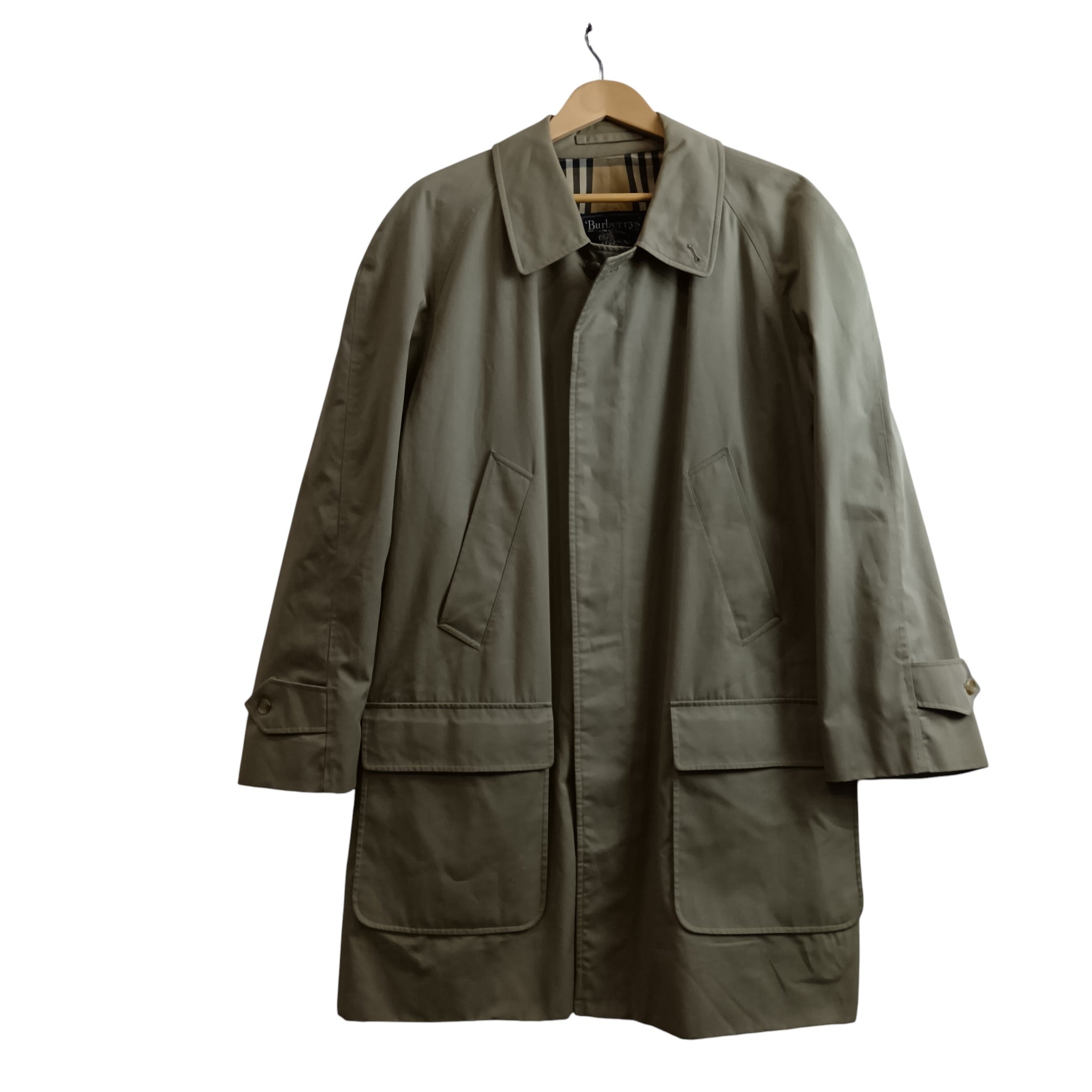 Front image for Vintage Burberrys  London Khaki Green  Men's Mac Coat  UK X-Large Menswear | Pre-loved