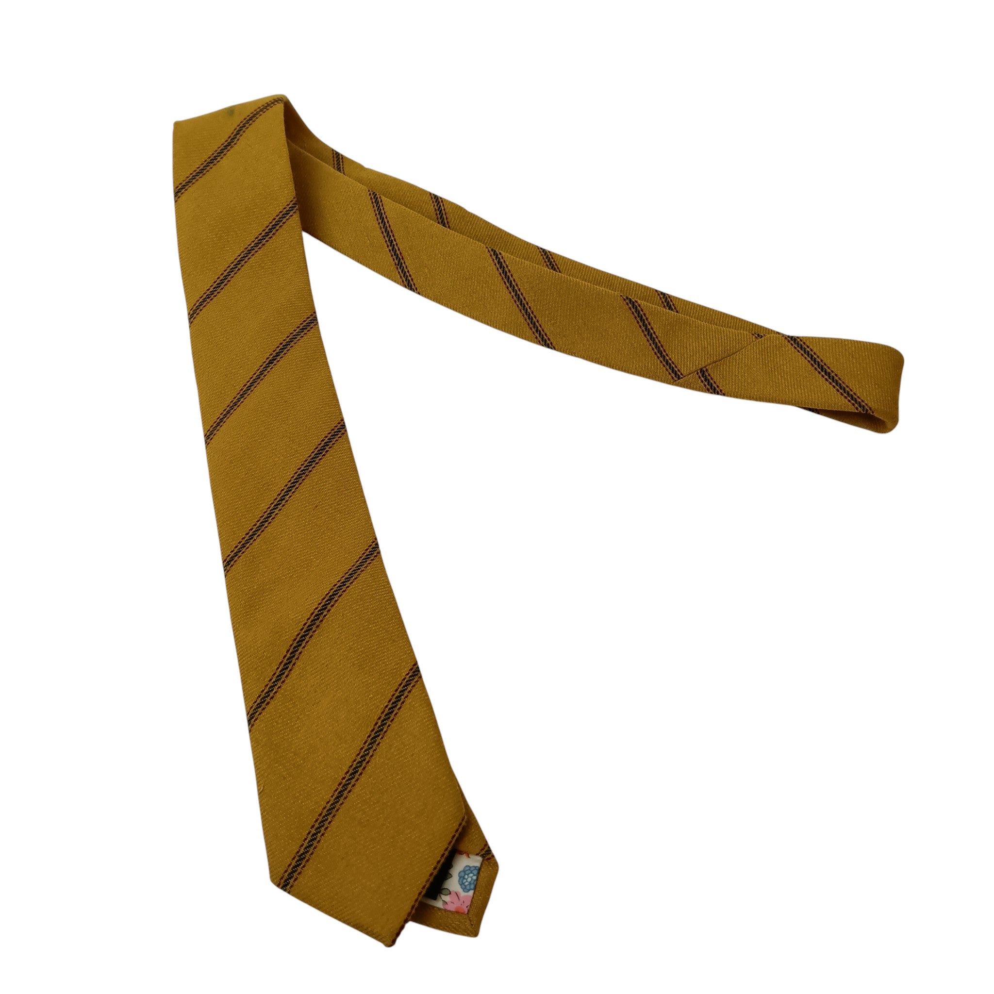 Product image for Frederick Thomas London Yellow Mustard Strappy Pattern Tie - Menswear | Pre-loved