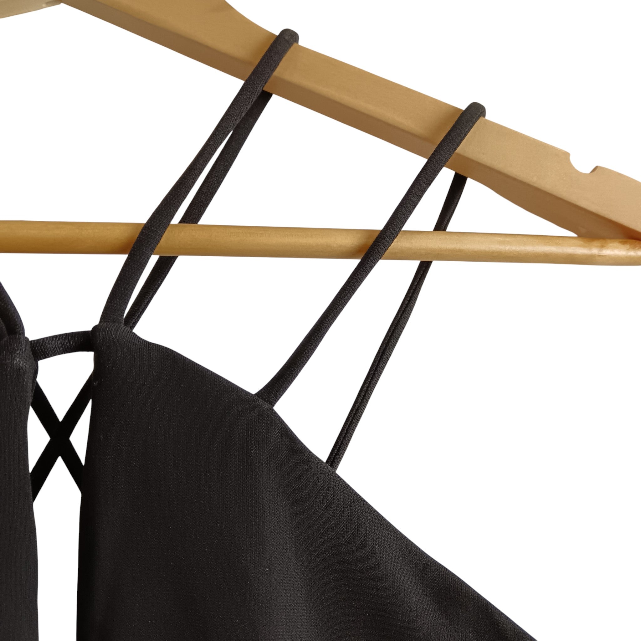 Close up mage for REISS "Raquel" Strappy Cros Front Black Women's Top UK UK 10 - Tags On-  Womenswear | Pre-loved