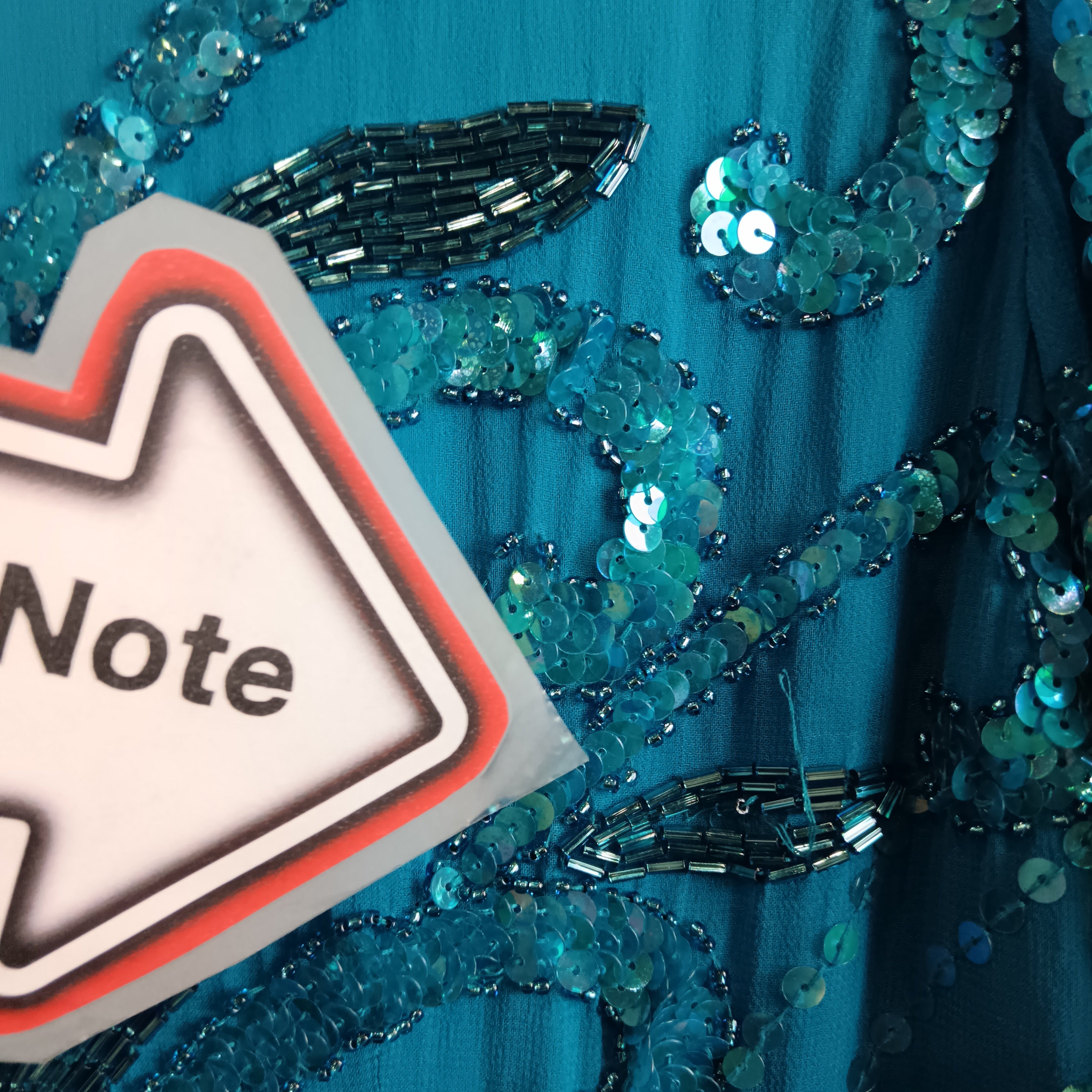 Condition image for A.J Bari Petrol Blue Beaded Pure  Silk Dress UK Small - Womenswear | Pre-loved