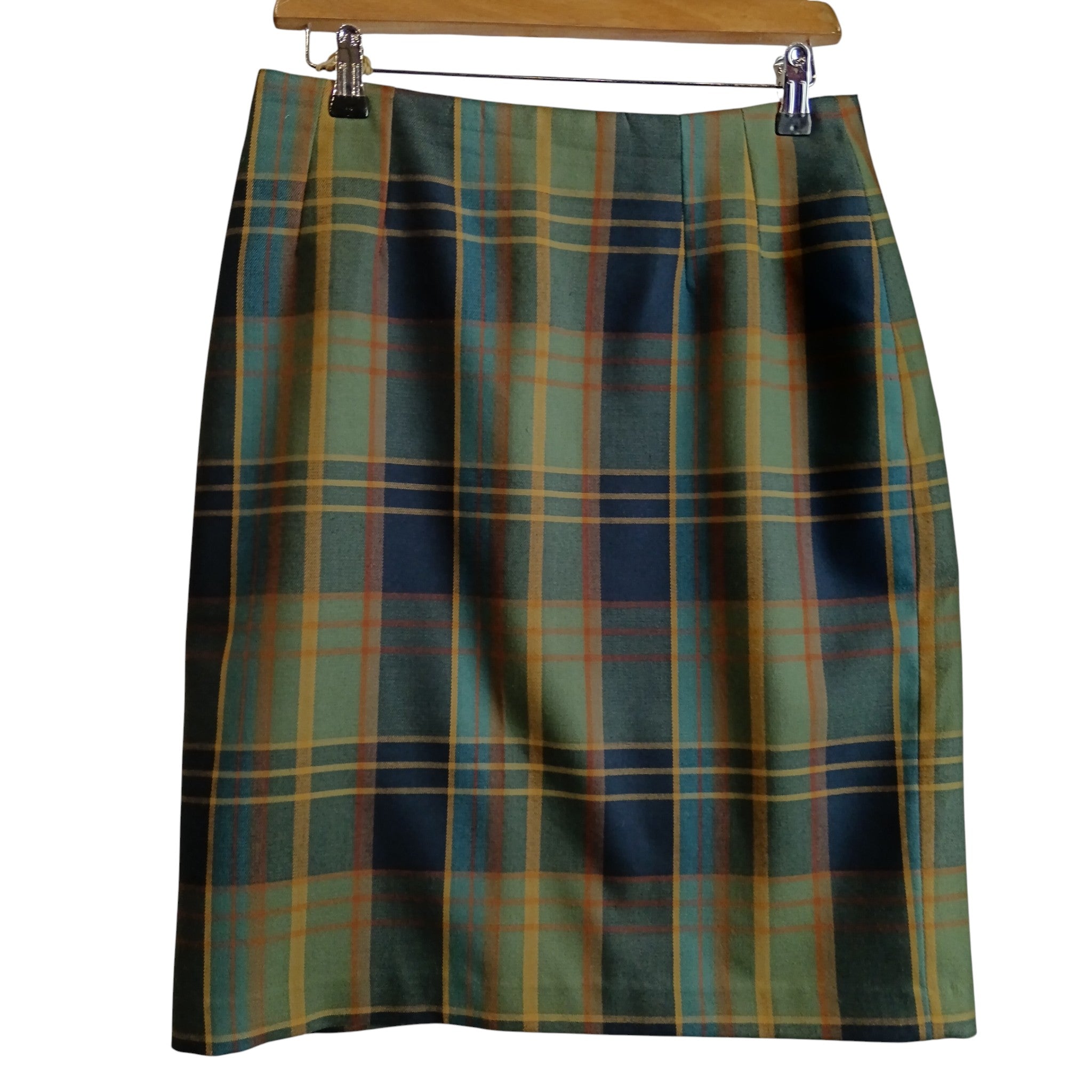 Front image for St- Roma Green Checked Knee Length Women's Skirt UK 14 -  Womenswear | Pre-loved