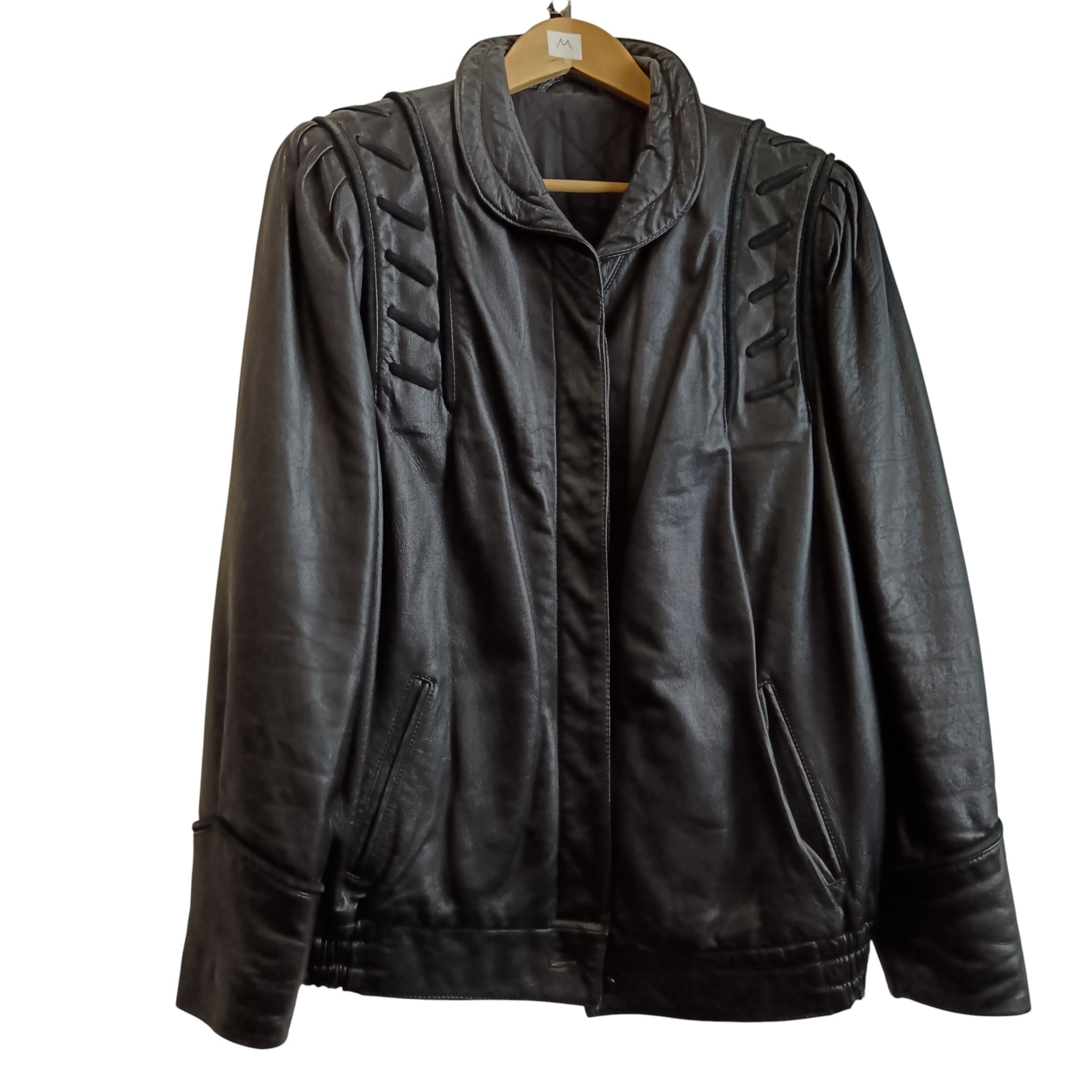Front image for Unbranded Vintage Black Leather Women's Jacket UK X-Large Womenswear | Pre-loved