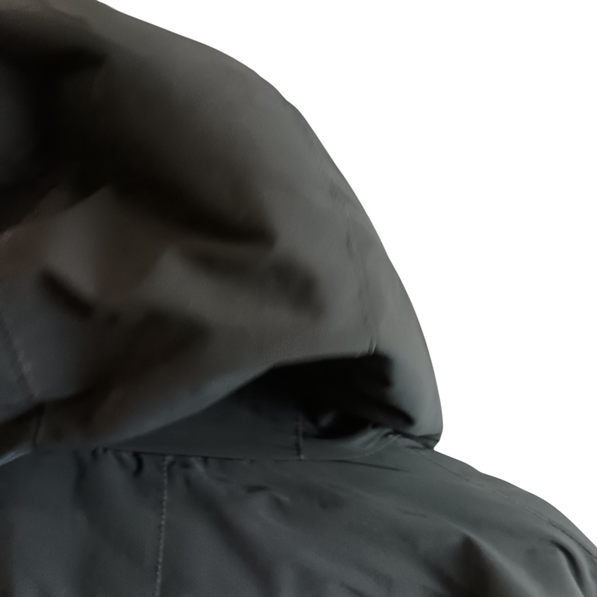 Hood close up image for French Connection Men's Black Hooded Coat UK Small - Menswear | Pre-loved