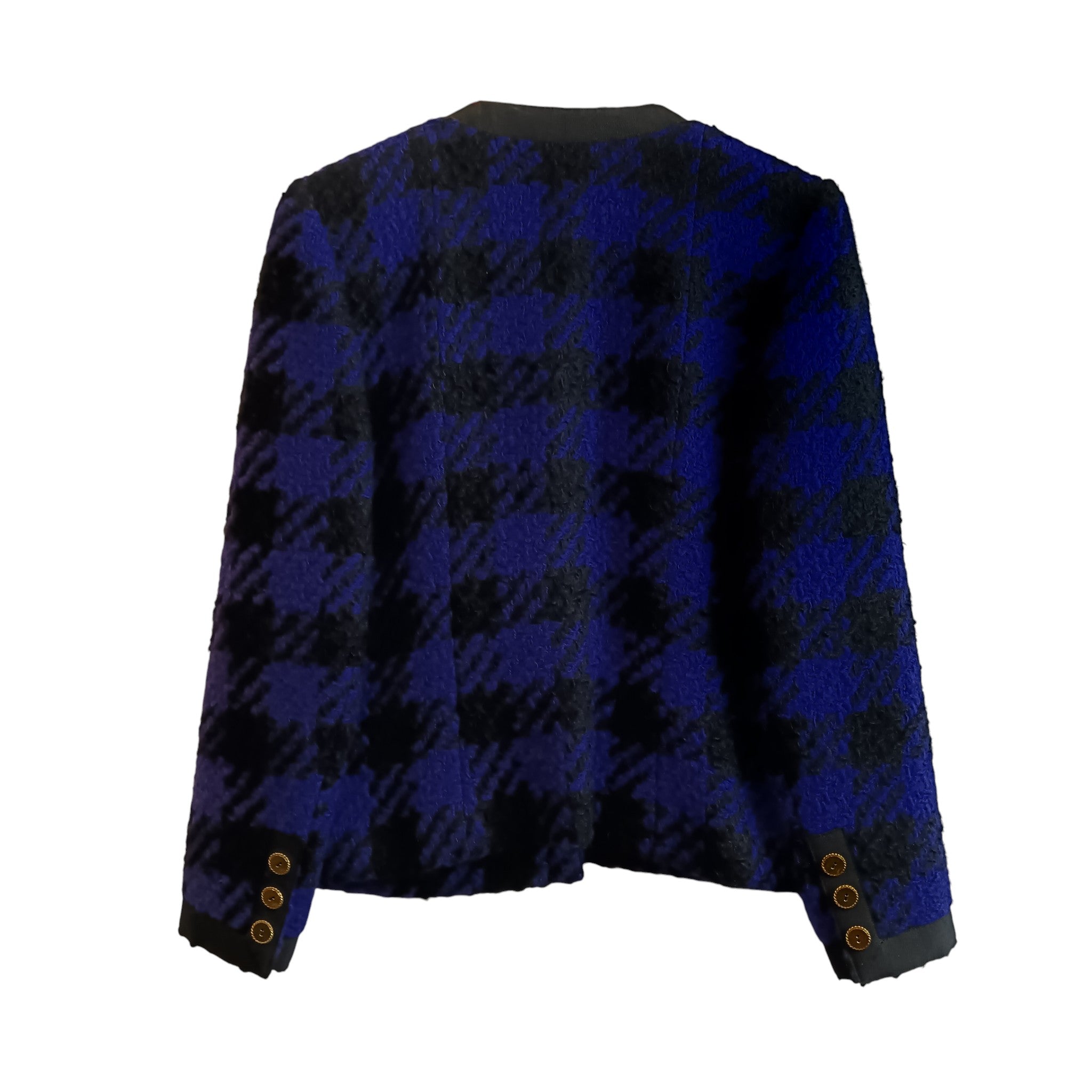 Back image for Hardy Amies Vintage Black and Purple Short Tweed Women's Jacket UK Large-  Womenswear | Pre-loved