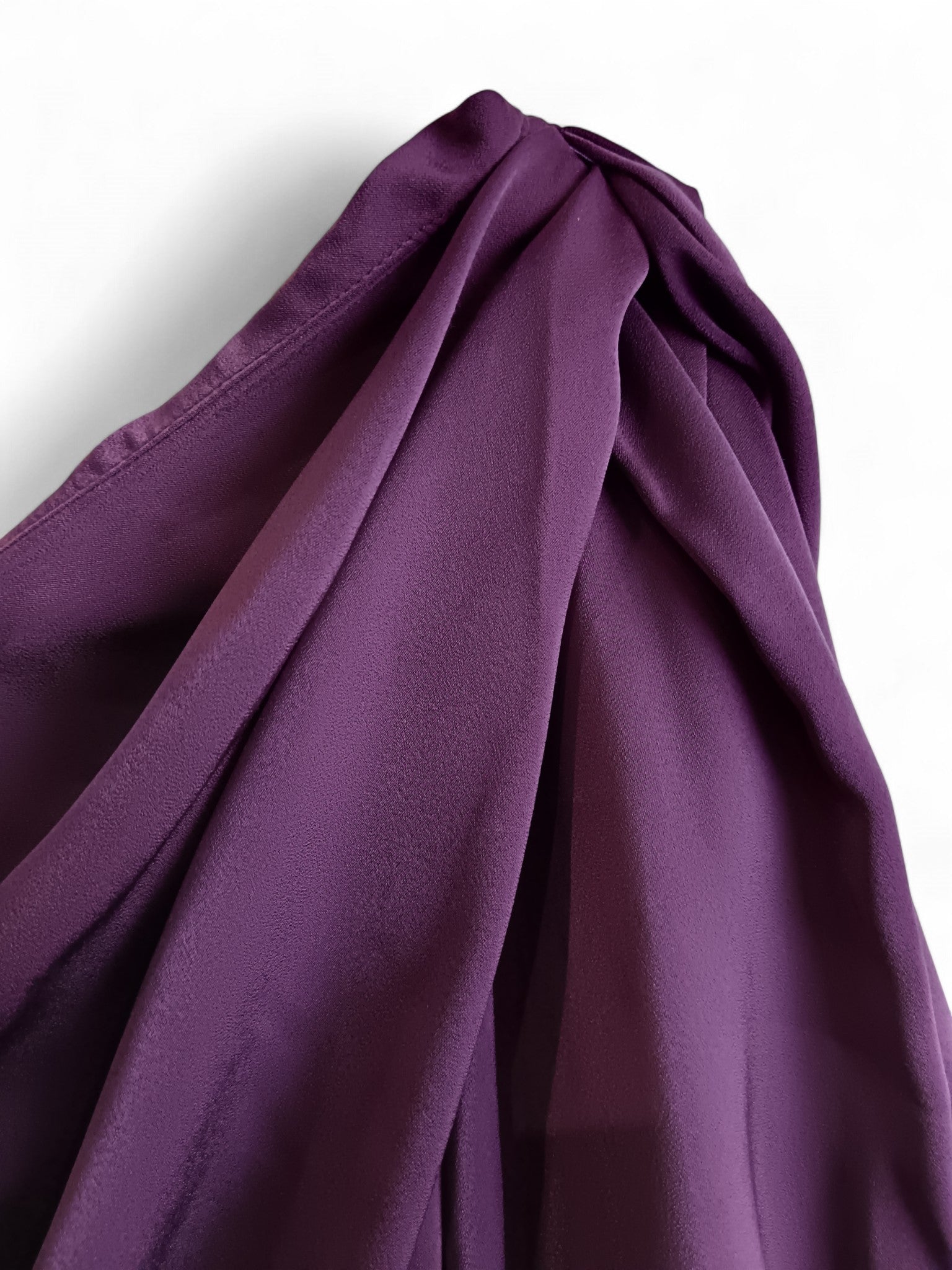 Close up image for Asos Long Purple Satin Ladies Party Dress With One Sleeve UK 8 -Tags On - Womenswear | Pre-loved
