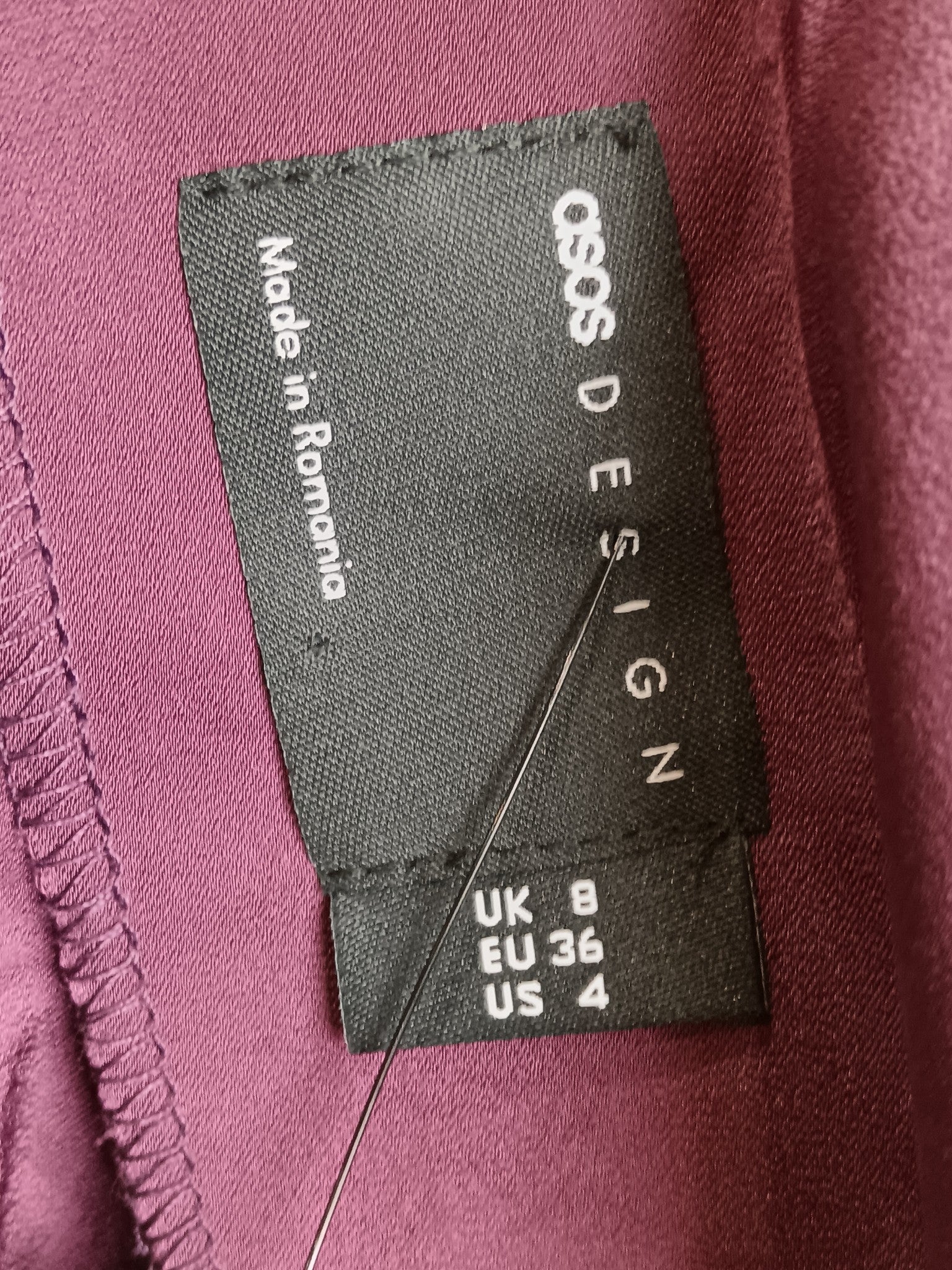 Brand label image for Asos Long Purple Satin Ladies Party Dress With One Sleeve UK 8 -Tags On - Womenswear | Pre-loved