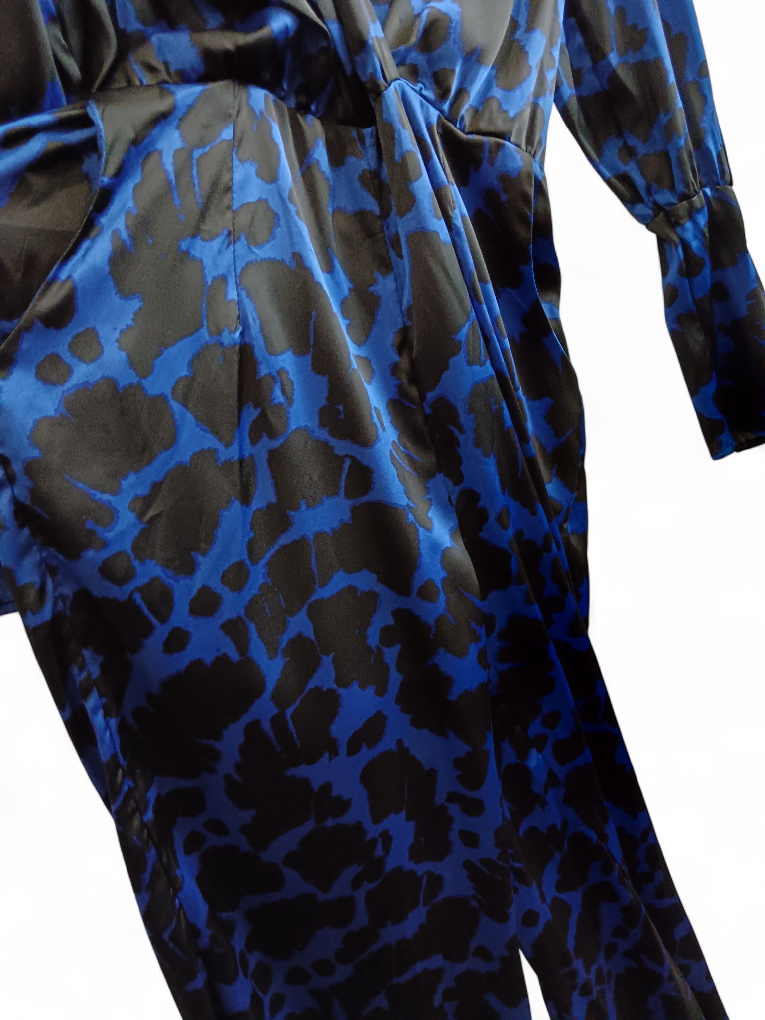 Close up image for AX Paris Cobalt Blue Animal Print Satin Jumpsuit UK 12 - Tags On - Womenswear | Pre-loved