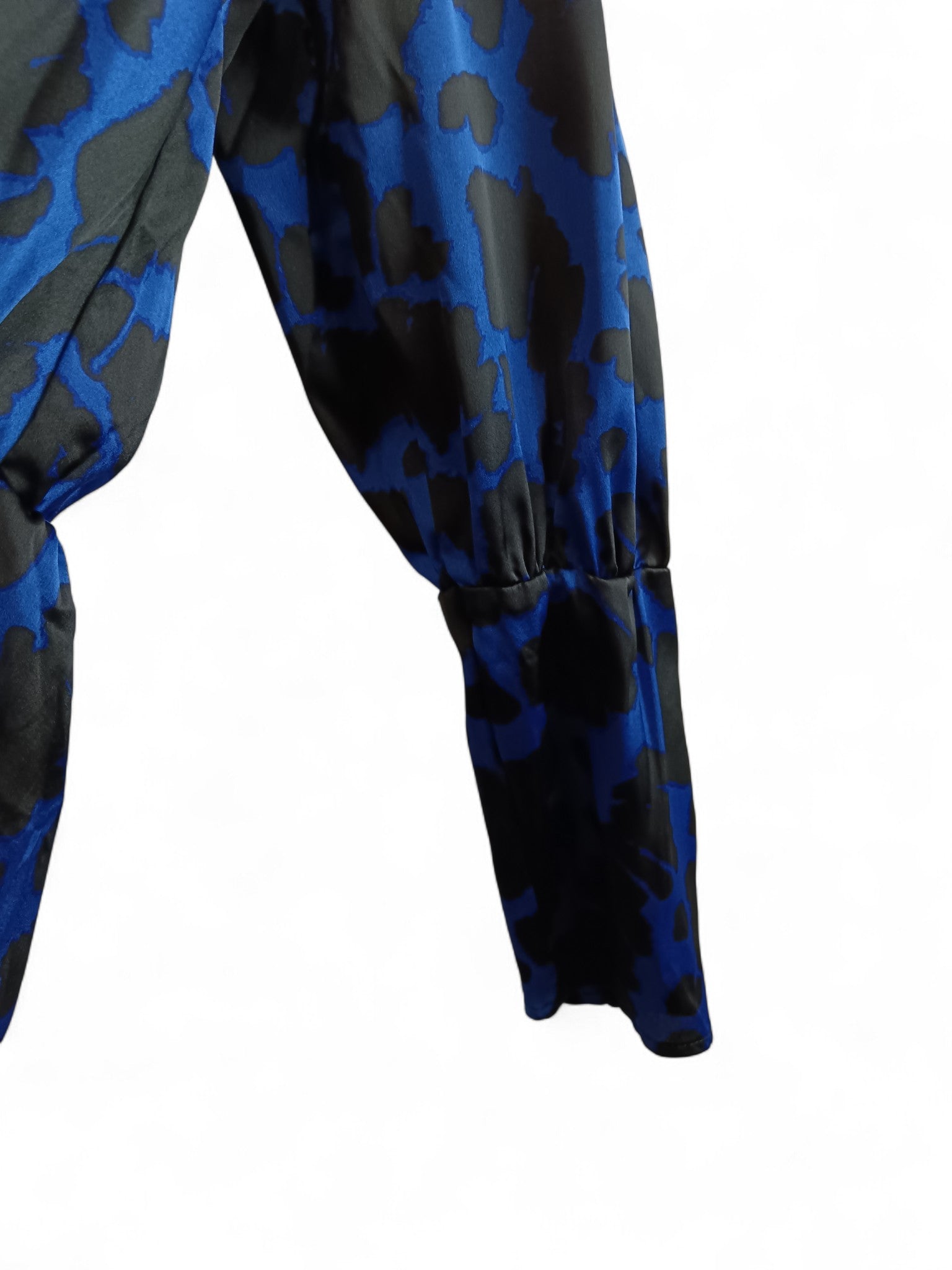 Close up image for AX Paris Cobalt Blue Animal Print Satin Jumpsuit UK 12 - Tags On - Womenswear | Pre-loved