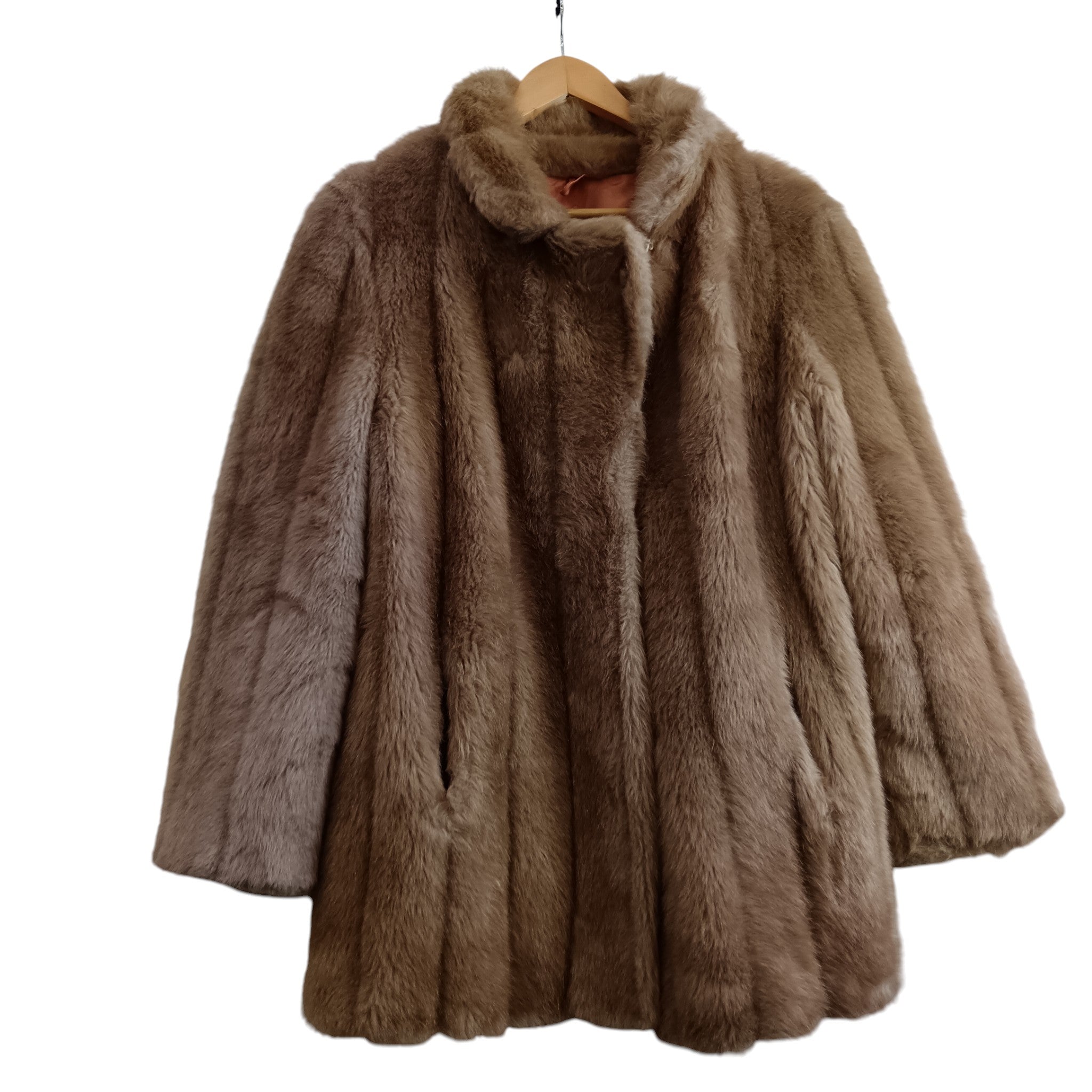 Front image for Marno Mink Ladies Brown Faux Fur Mid Length Jacket UK Large - Womenswear | Pre-loved