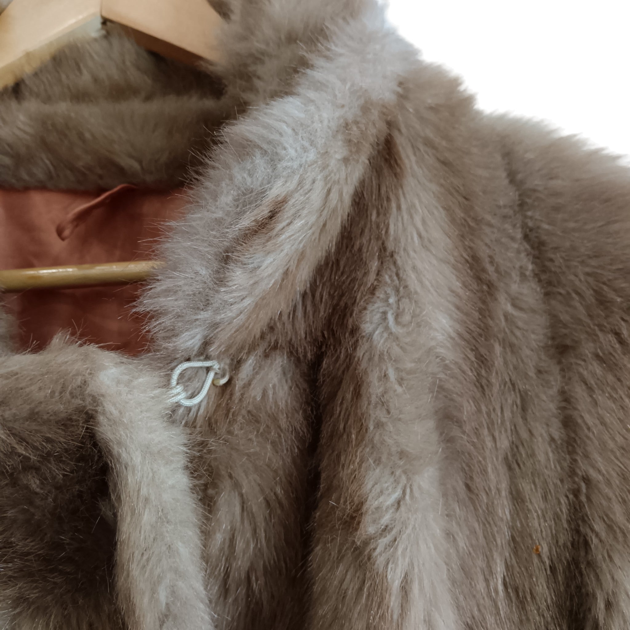 Close up image for Marno Mink Ladies Brown Faux Fur Mid Length Jacket UK Large - Womenswear | Pre-loved