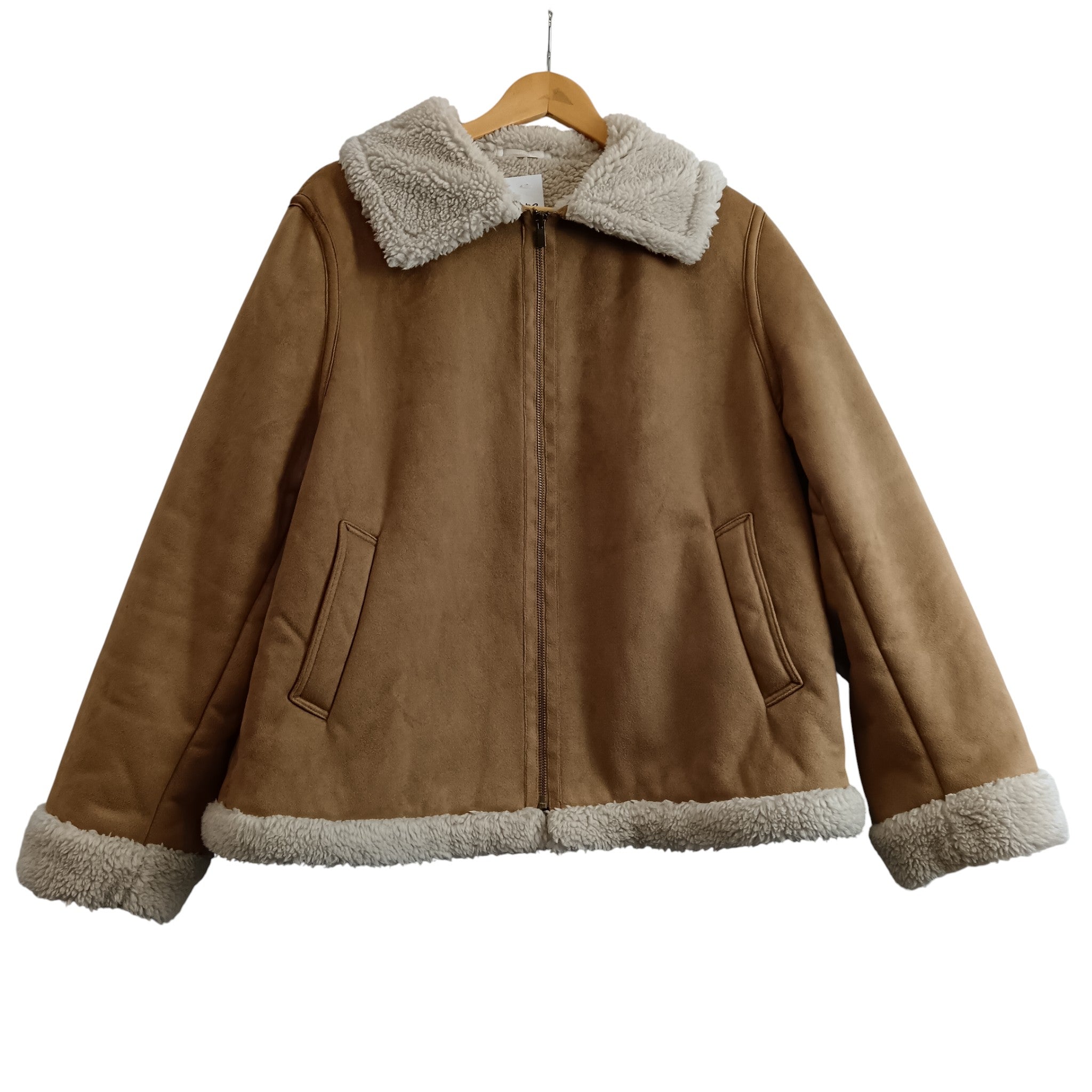 Front image for UNIQLO Ladies Brown Sherpa Bomber Jacket UK X-Large - Womenswear | Pre-loved