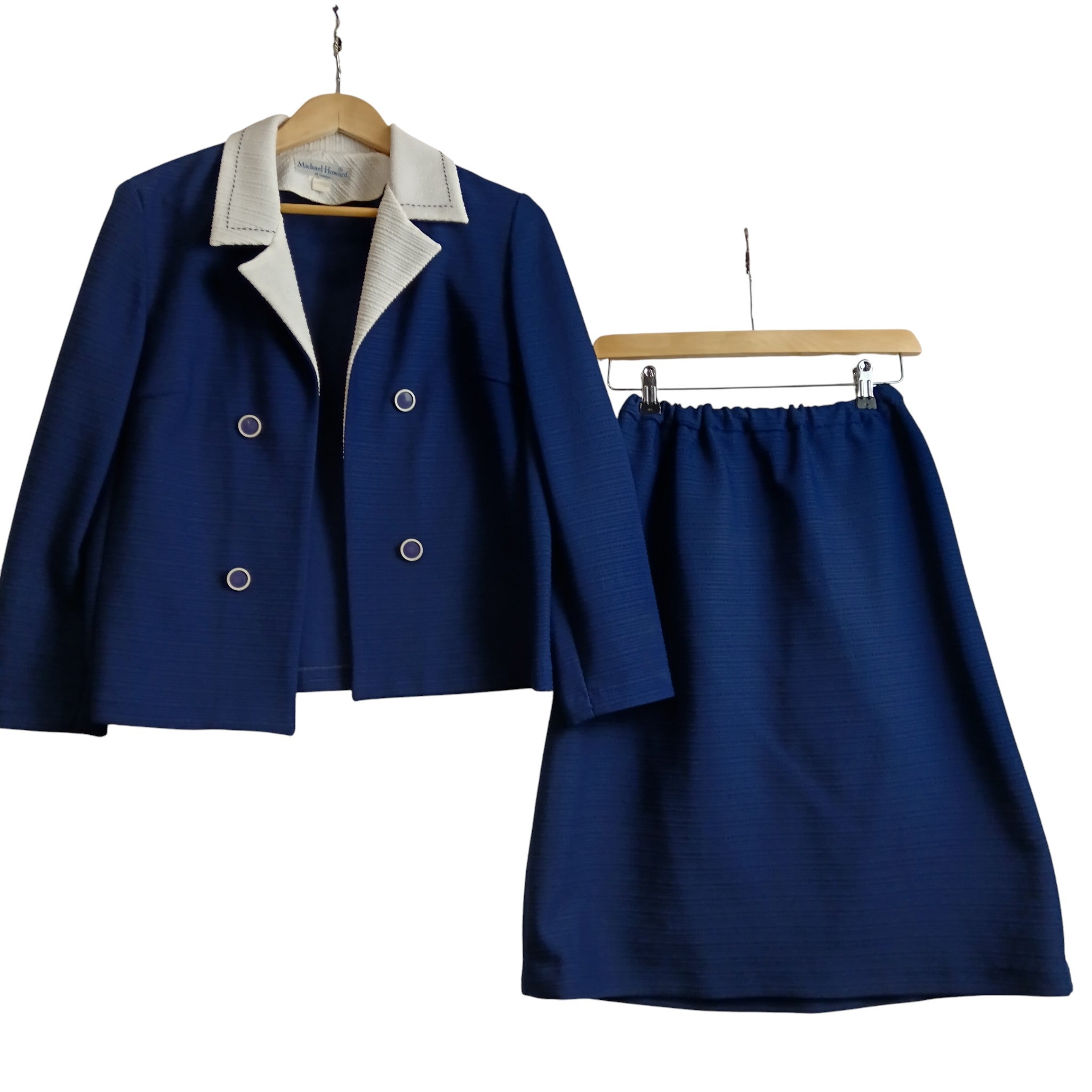 Front image for Vintage Michael Howard  Dark Blue Ladies Set Jacket ans Skirt UK 18 - 
