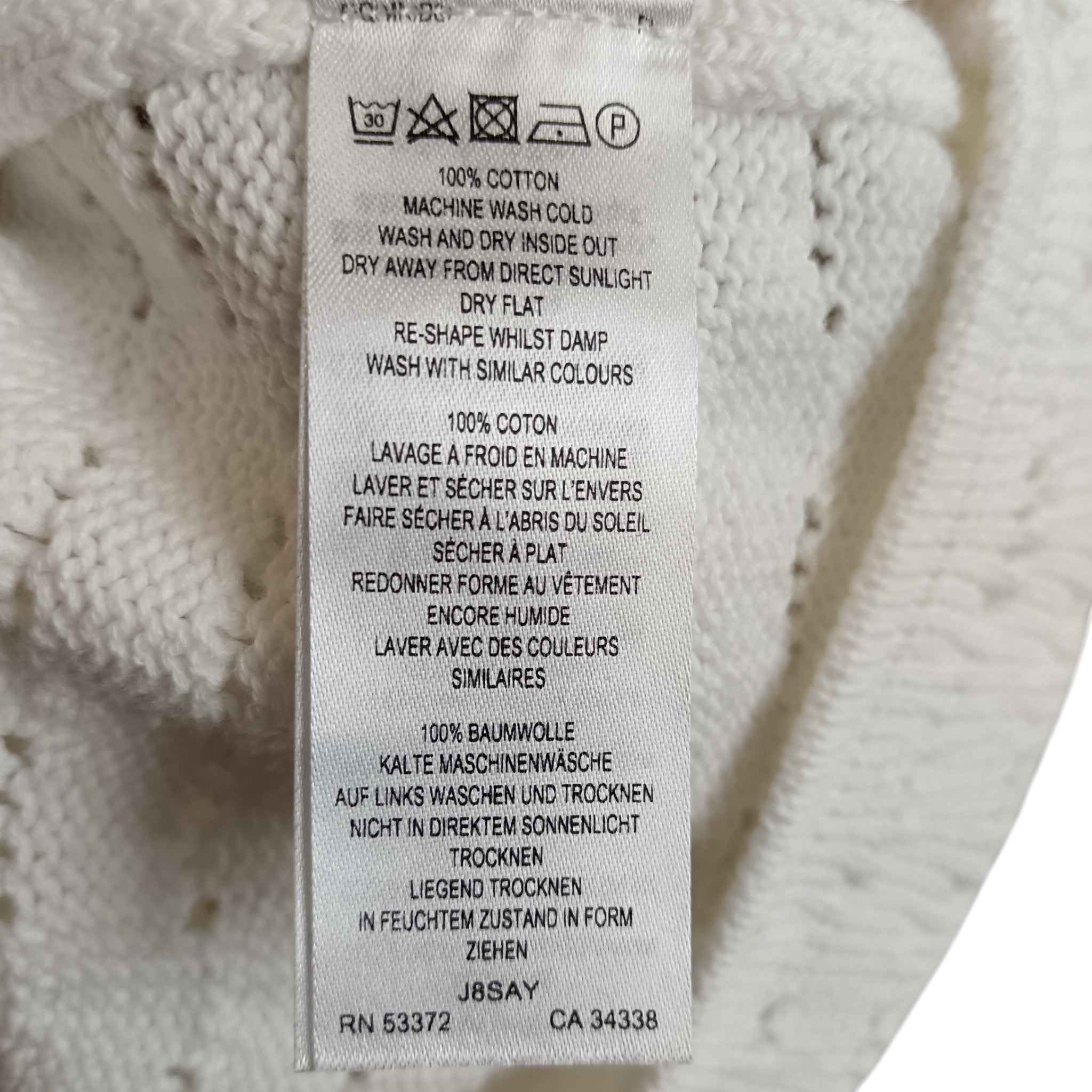 Wash label image for Great Plains Ladies Knitted White Top Collared UK Large -Tags On - Womenswear | Pre-loved
