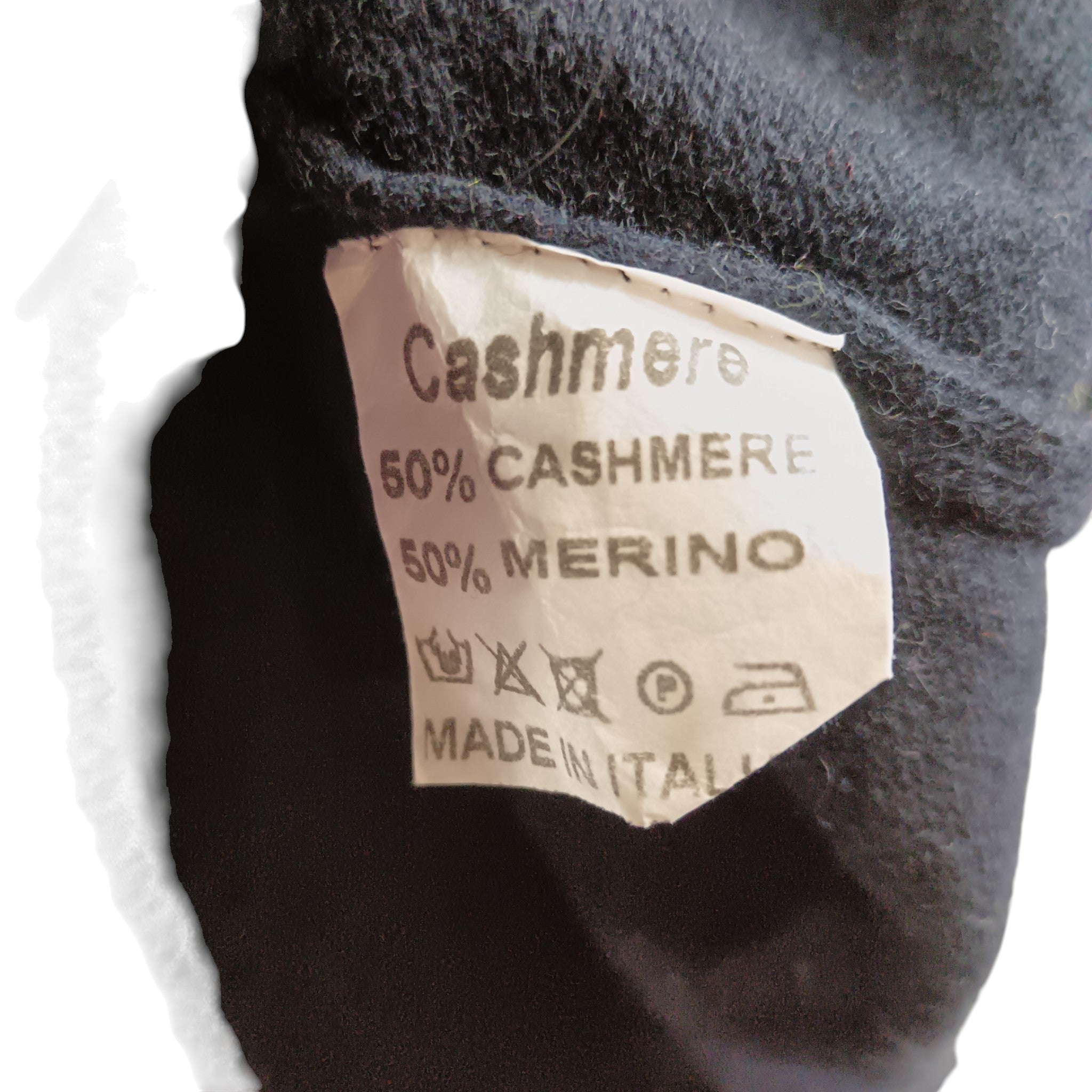 Wash label image for Miss Sugar Cashmere - Merino Wool Navy Blue Ladies Jumper UK X-Large - Womenswear | Pre-loved