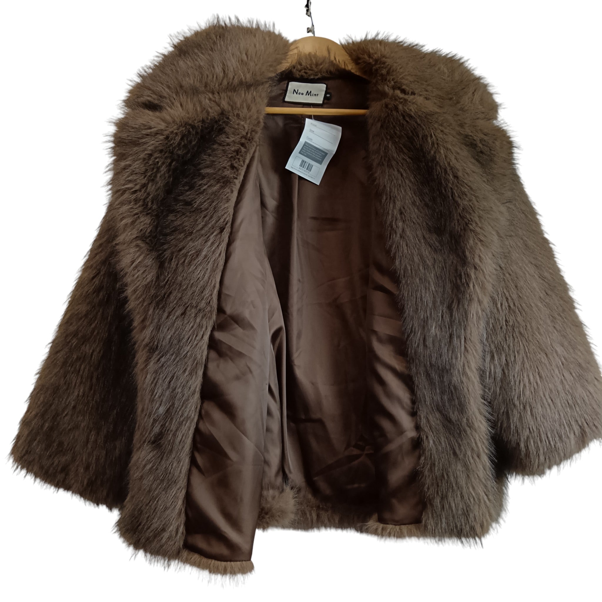 Image for Neo Mint Faux Fur Dark Brown Ladies Coat UK 12-14 - Womenswear | Pre-loved