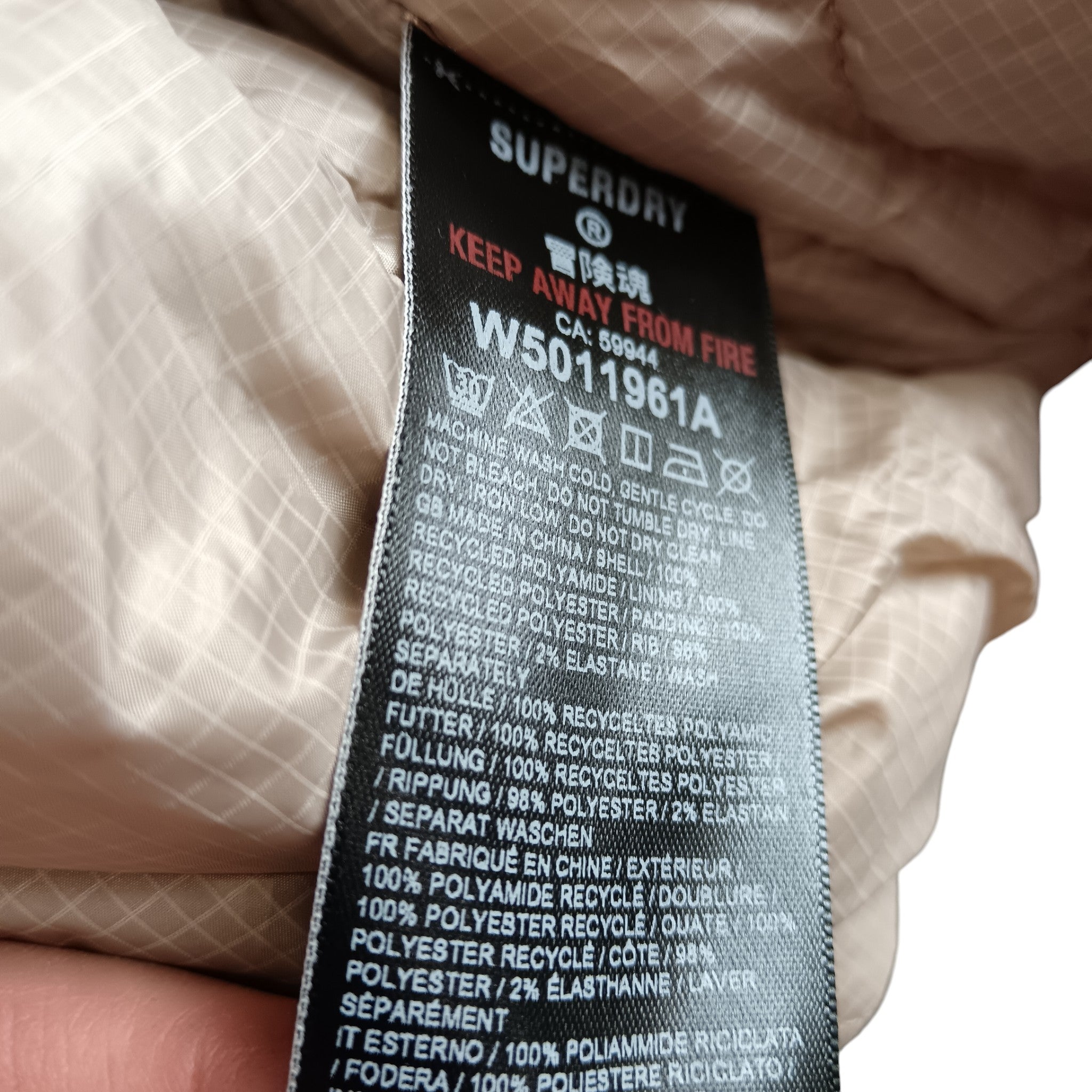 Wash label image for Superdry Military Inspired Ladies Dusty Olive Green Coat UK 10 -Tags On - Womenswear | Pre-loved