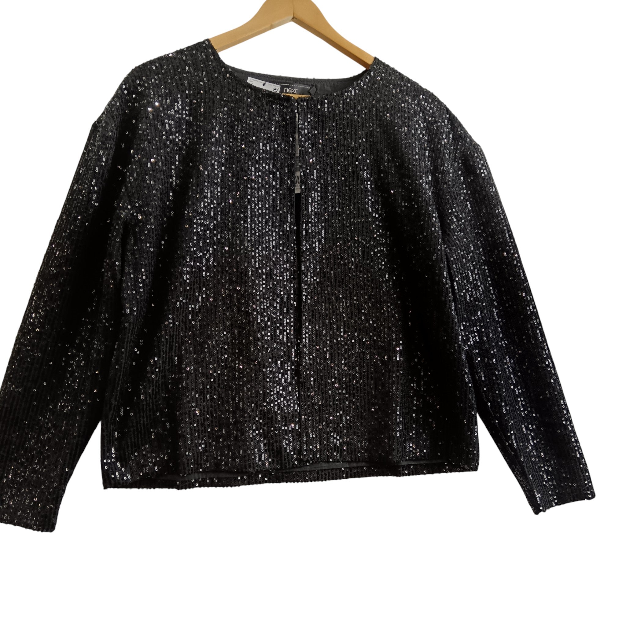Front image for NEXT Black Sequined Ladies Jacket UK Medium Tags On  - Womenswear | Pre-loved