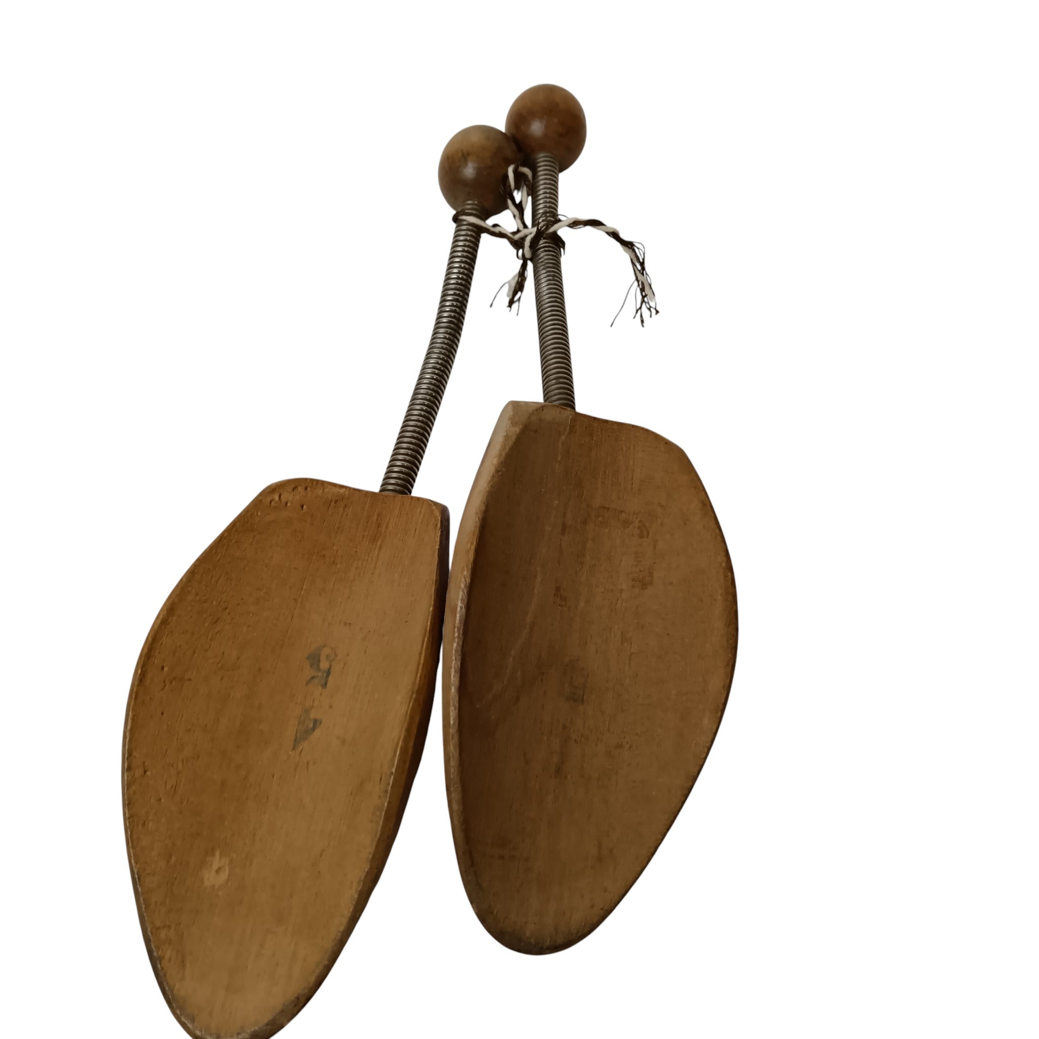 Back image for Antique Vintage Wooden Shoe Trees With Metal Spring Size M  28cm Long  | Pre-loved