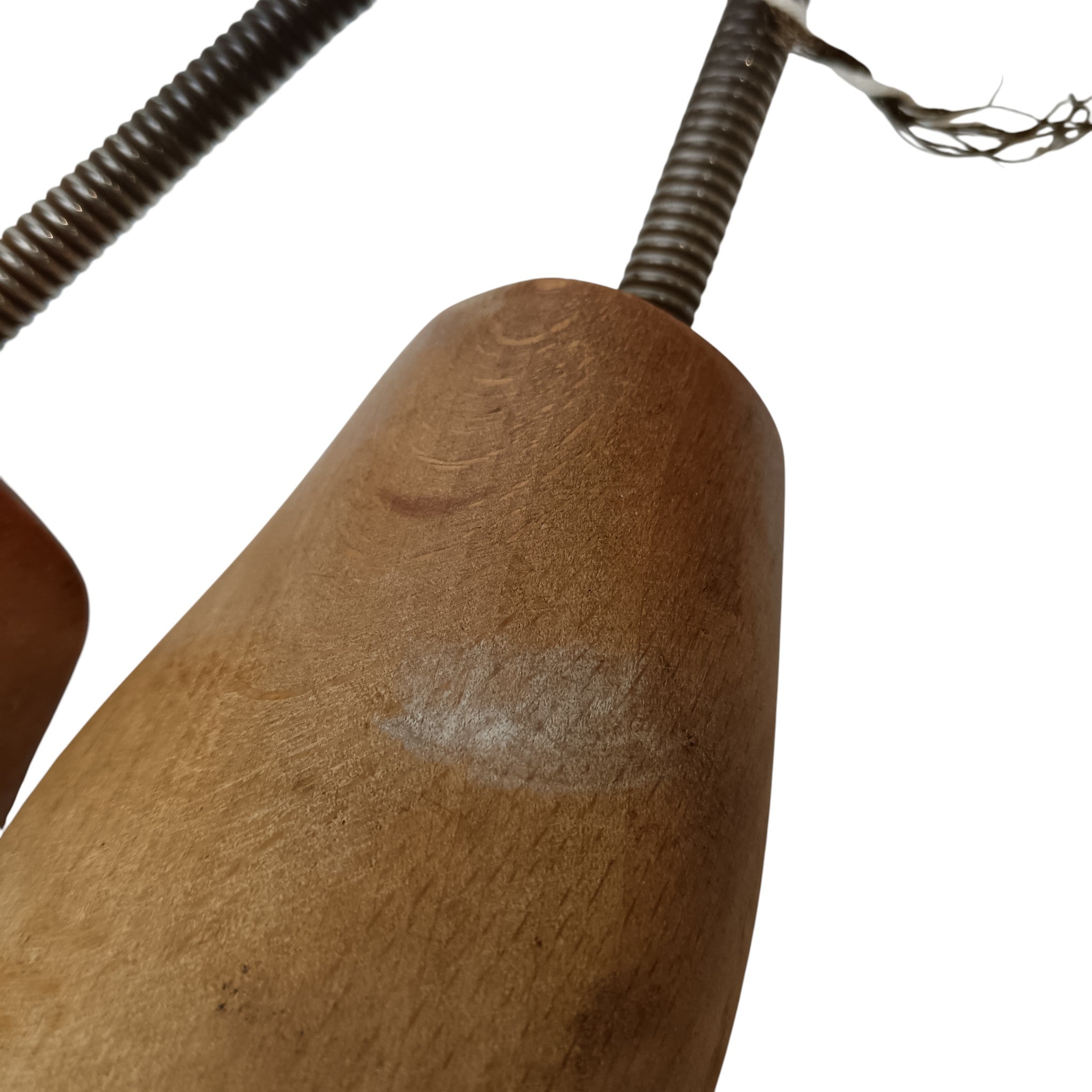 Close up image for Antique Vintage Wooden Shoe Trees With Metal Spring Size M  28cm Long  | Pre-loved